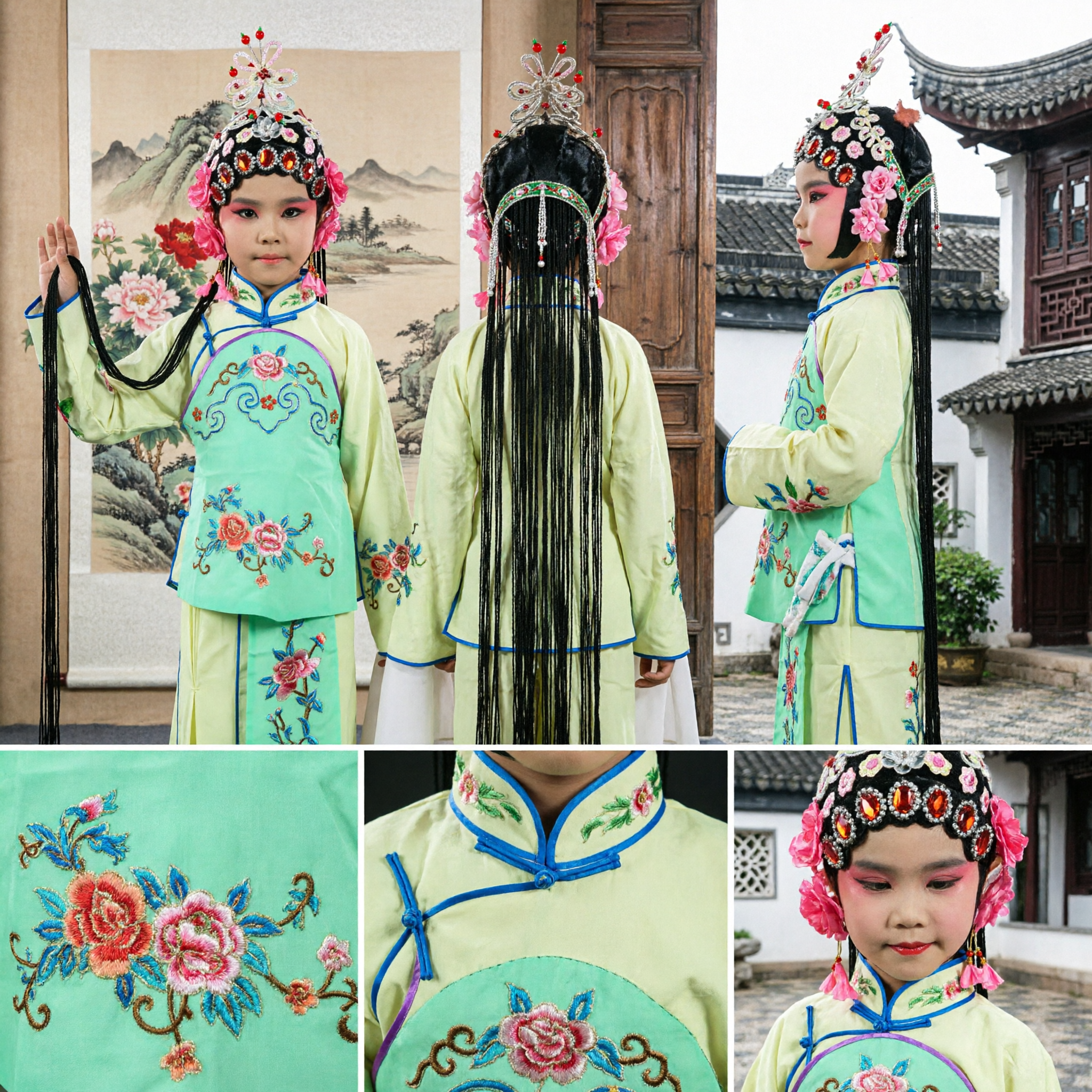 Traditional Chinese Beijing Opera Costume for Kids Complete Set Hua Dan Stage Performance Dress Up Outfit