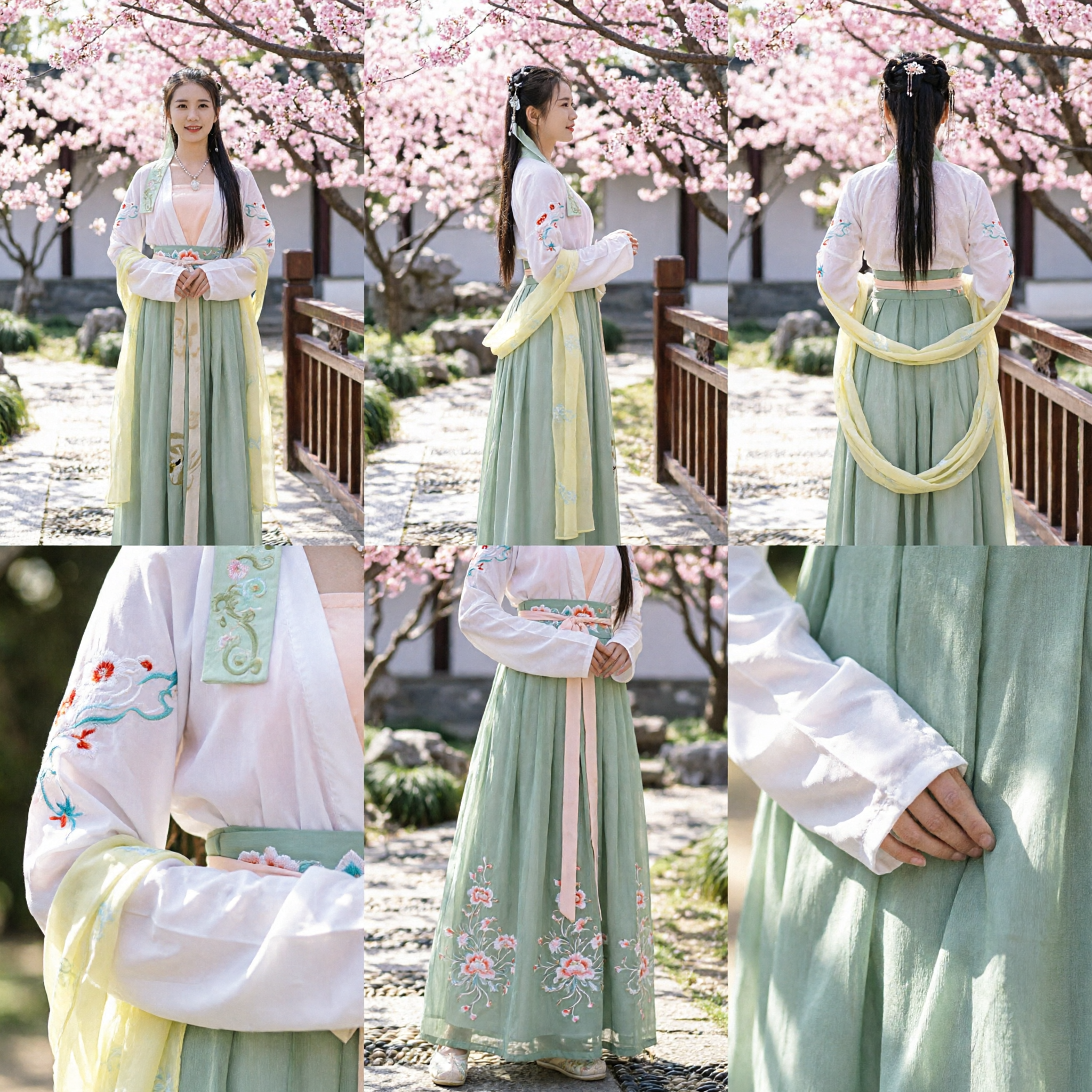 Elegant Traditional Chinese Hanfu Costume Ancient Tang Dynasty Embroidered Floral Ruqun Dress for Women