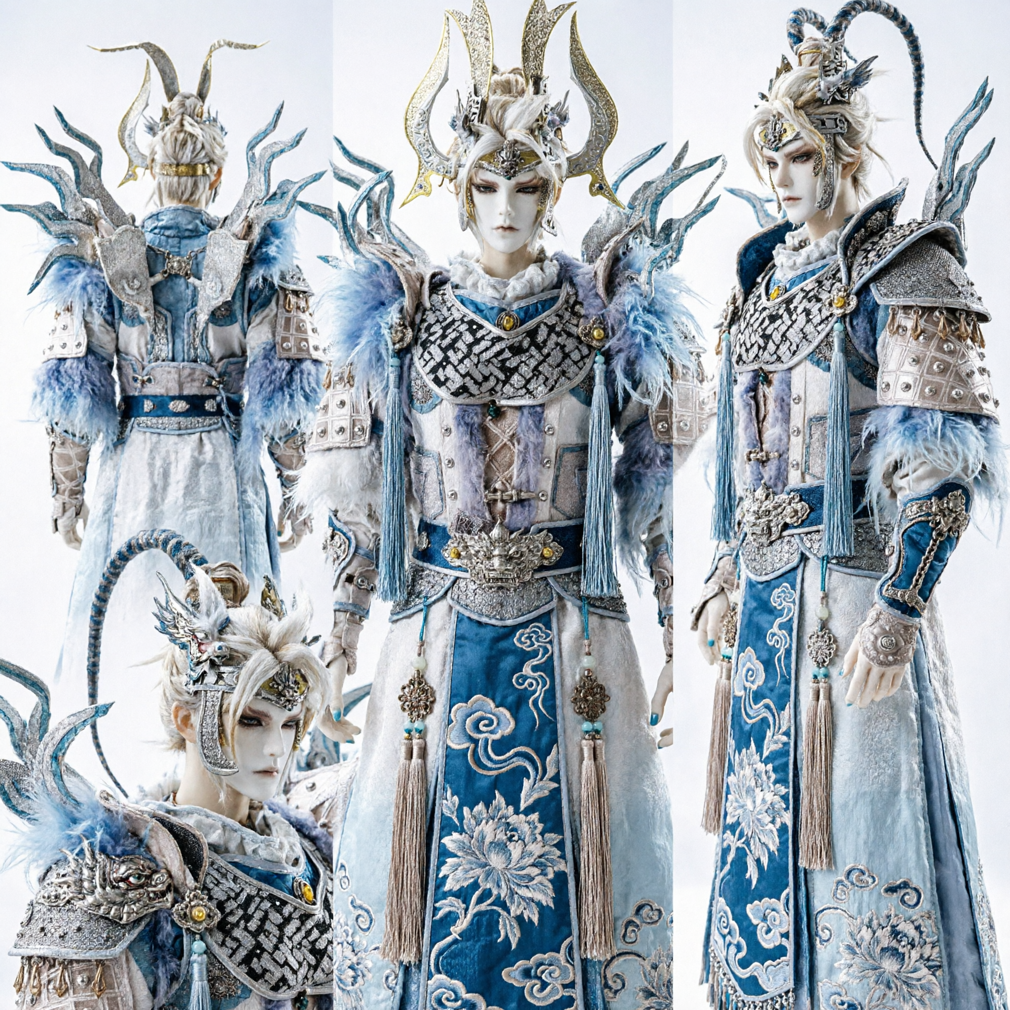 Elaborate Traditional Chinese Pili Puppetry Dragon Warrior Armor Costume for Cosplay and Stage Performance Display