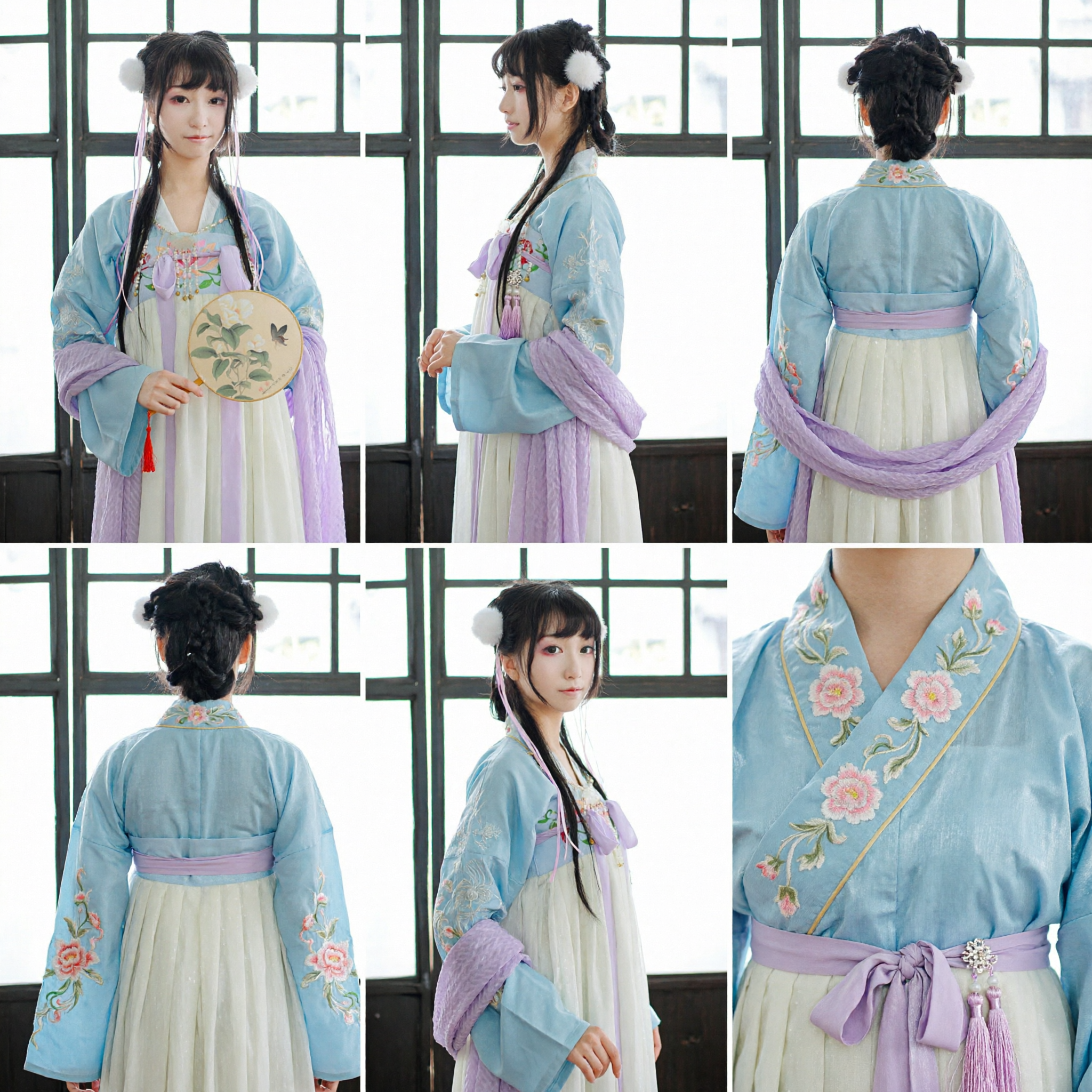 Elegant Blue Hanfu Traditional Chinese Clothing Tang Dynasty Style Ancient Costume Dress for Women Photography Cosplay