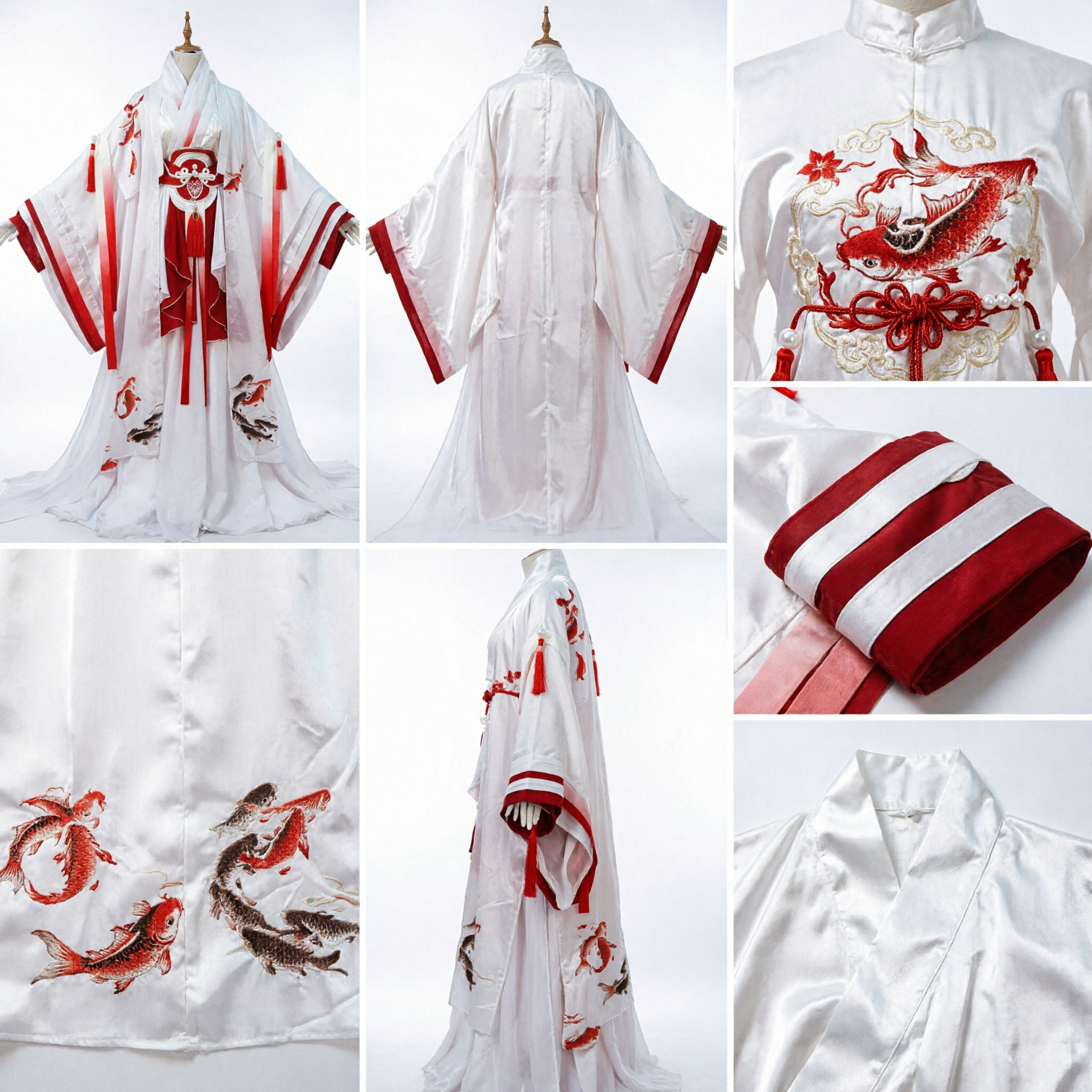 Elegant White and Red Gradient Chinese Hanfu Traditional Ancient Fairy Costume for Women Cosplay