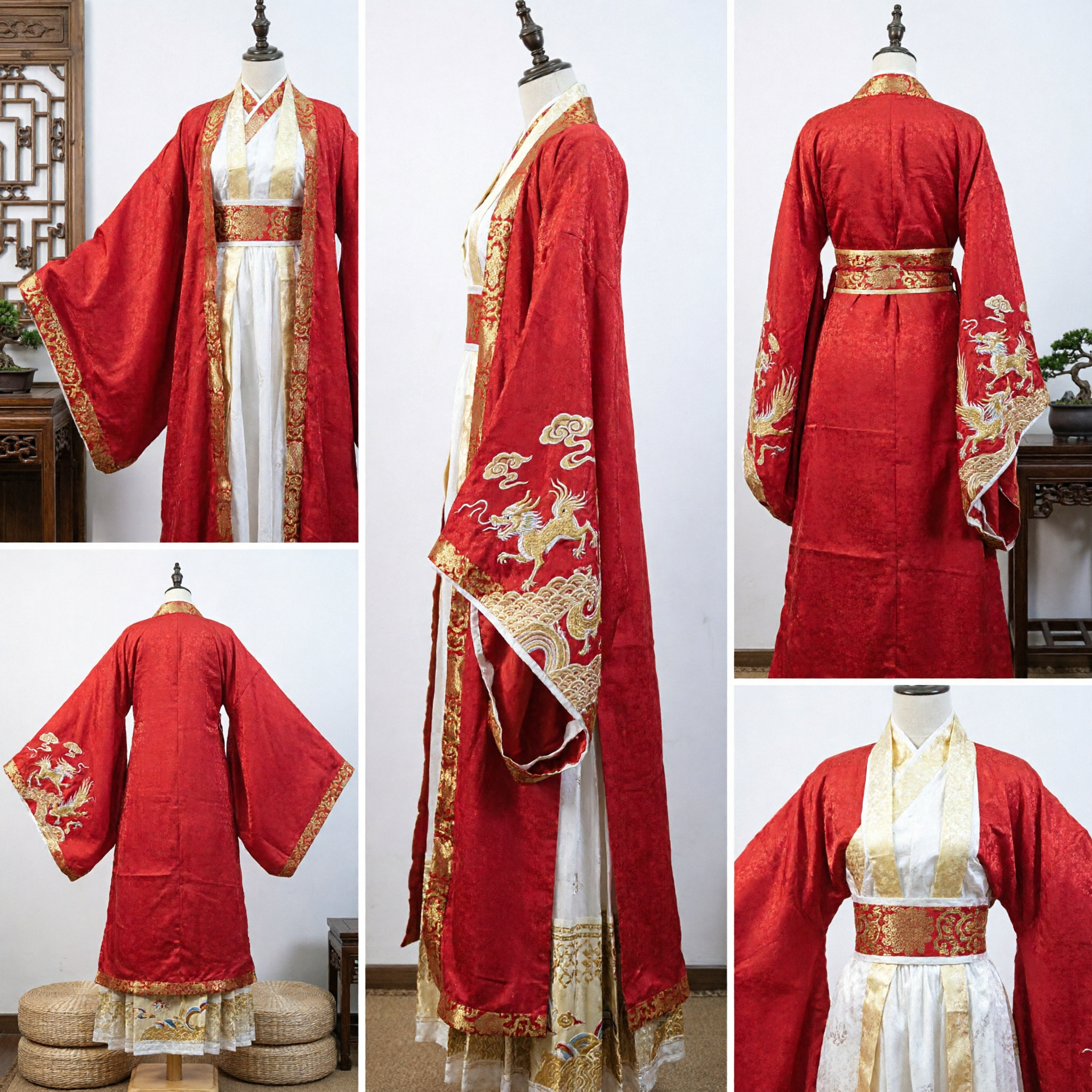 Elegant Red Traditional Chinese Hanfu Costume Tang Dynasty Style Wedding Dress for Women Cosplay