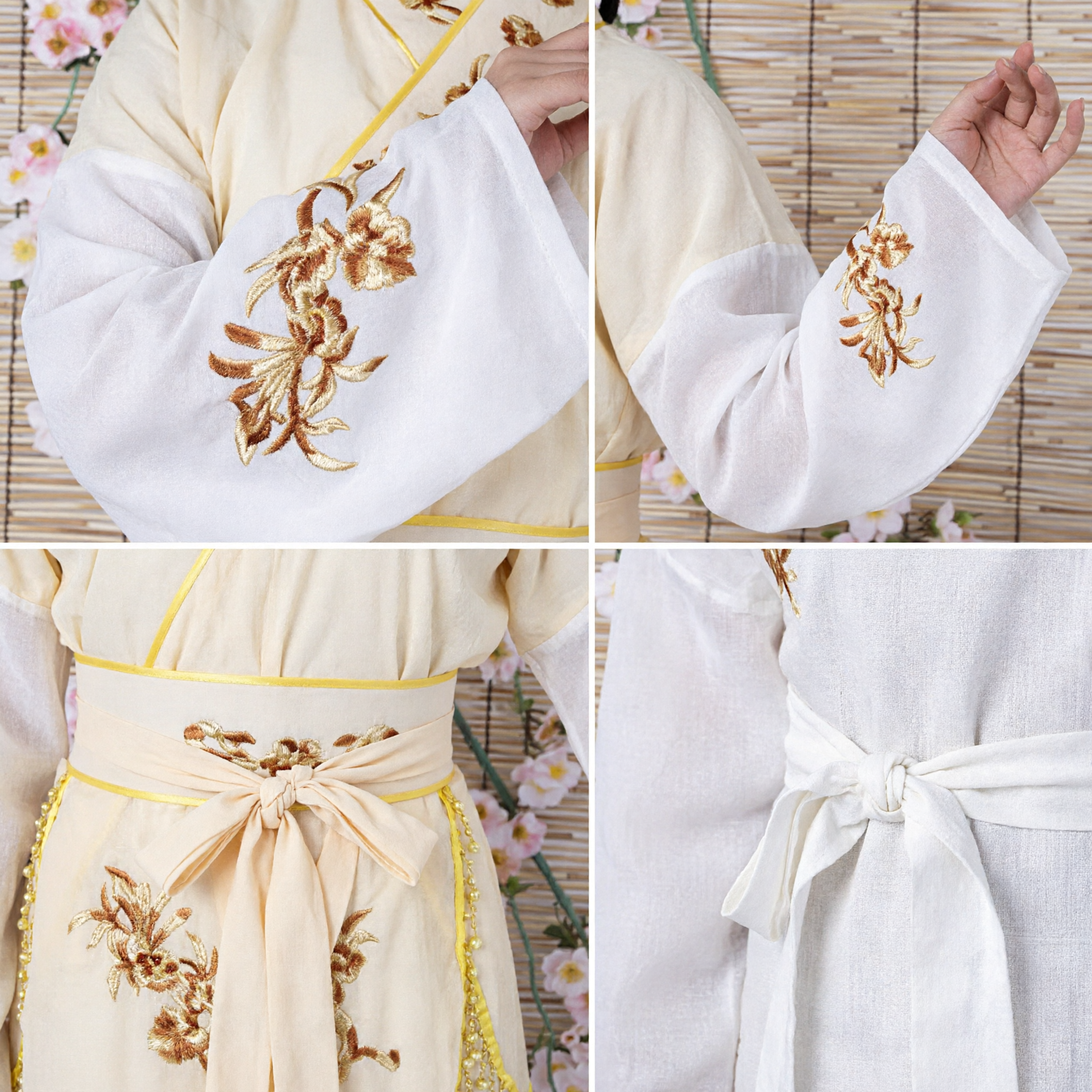 Elegant Traditional Chinese Hanfu Costume Yellow Embroidered Ancient Dress for Women Stage Performance Cosplay