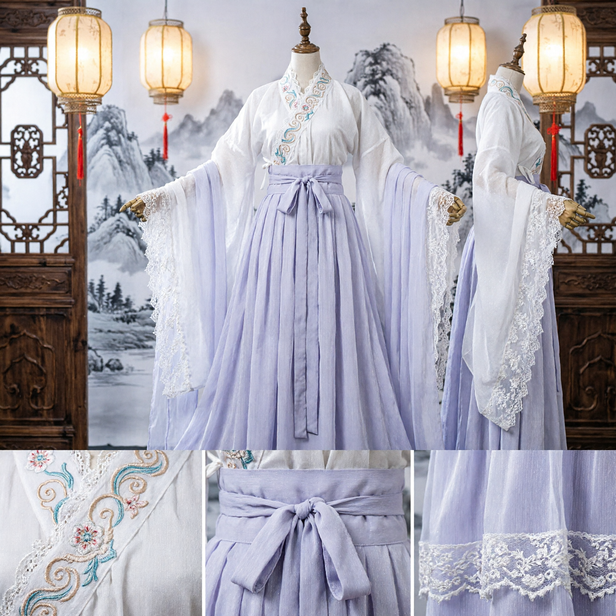 Elegant White Hanfu Traditional Chinese Ancient Fairy Goddess Dress Cosplay Costume for Women Photography