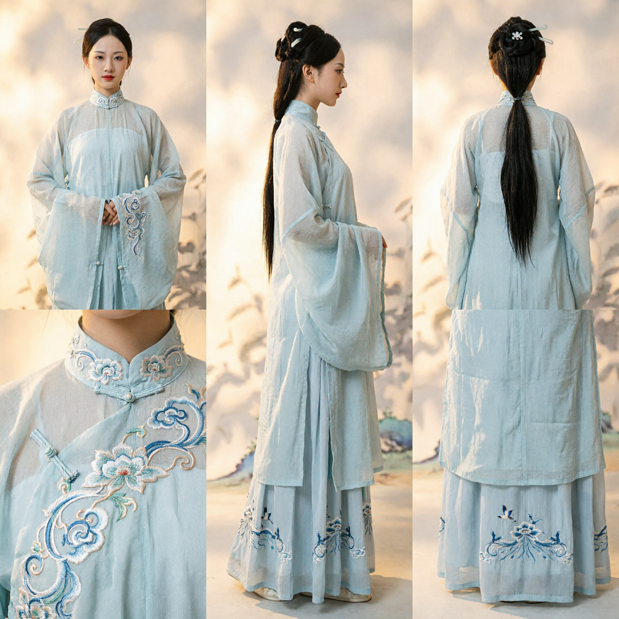 Traditional Chinese Hanfu Dress for Women Elegant Ancient Fairy Style Blue Robe for Photography and Cosplay