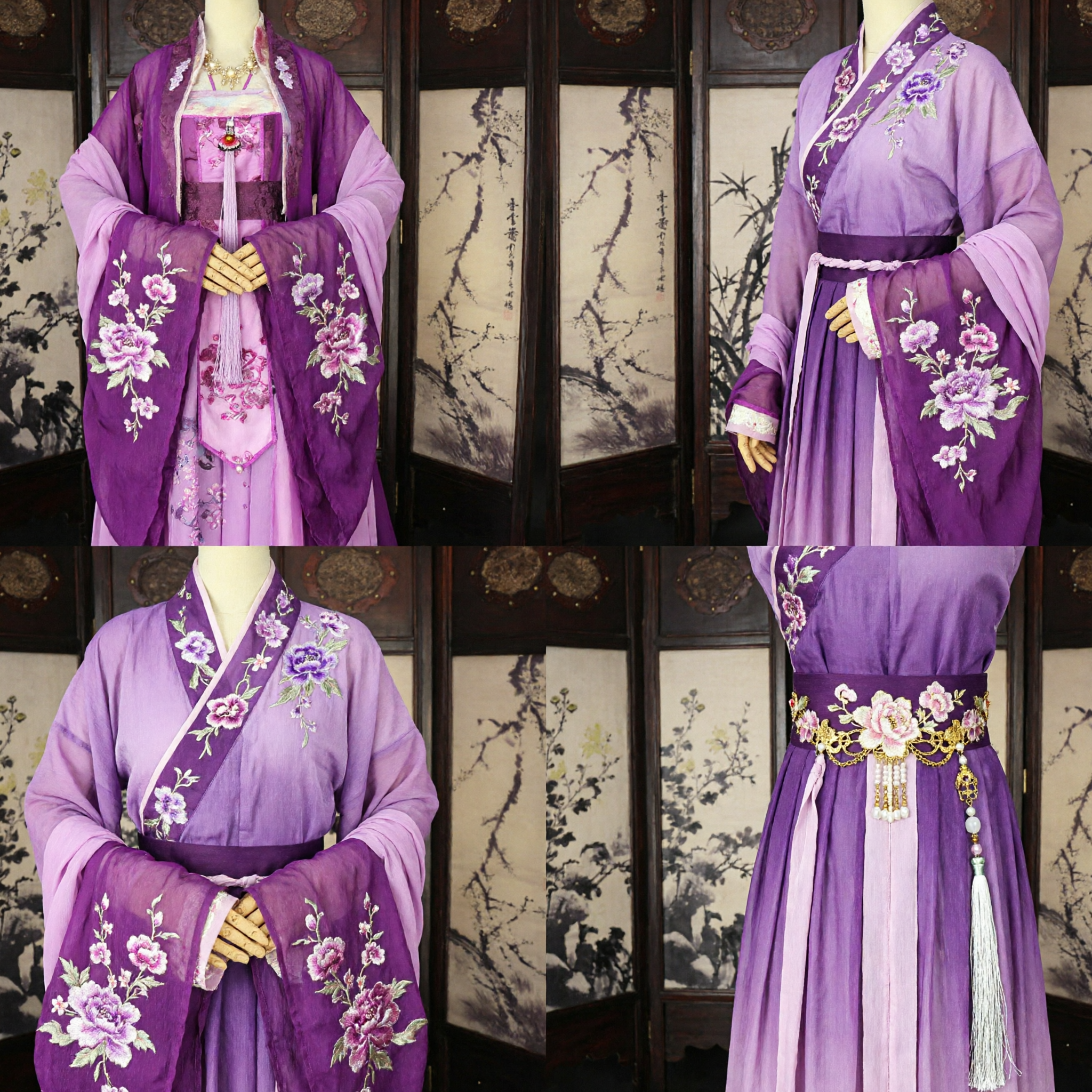 Elegant Purple Traditional Chinese Hanfu Costume for Women Ancient Embroidered Dress for Cosplay and Performance