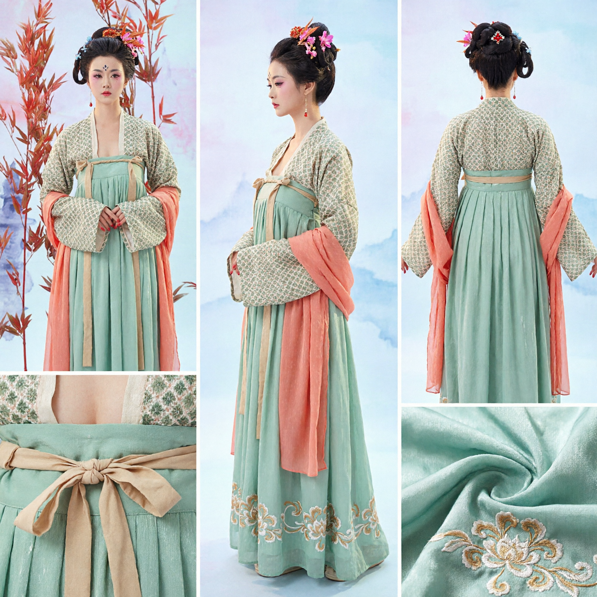 Traditional Chinese Tang Dynasty Hanfu Costume for Women Ancient Palace Princess Dress for Cosplay and Photography