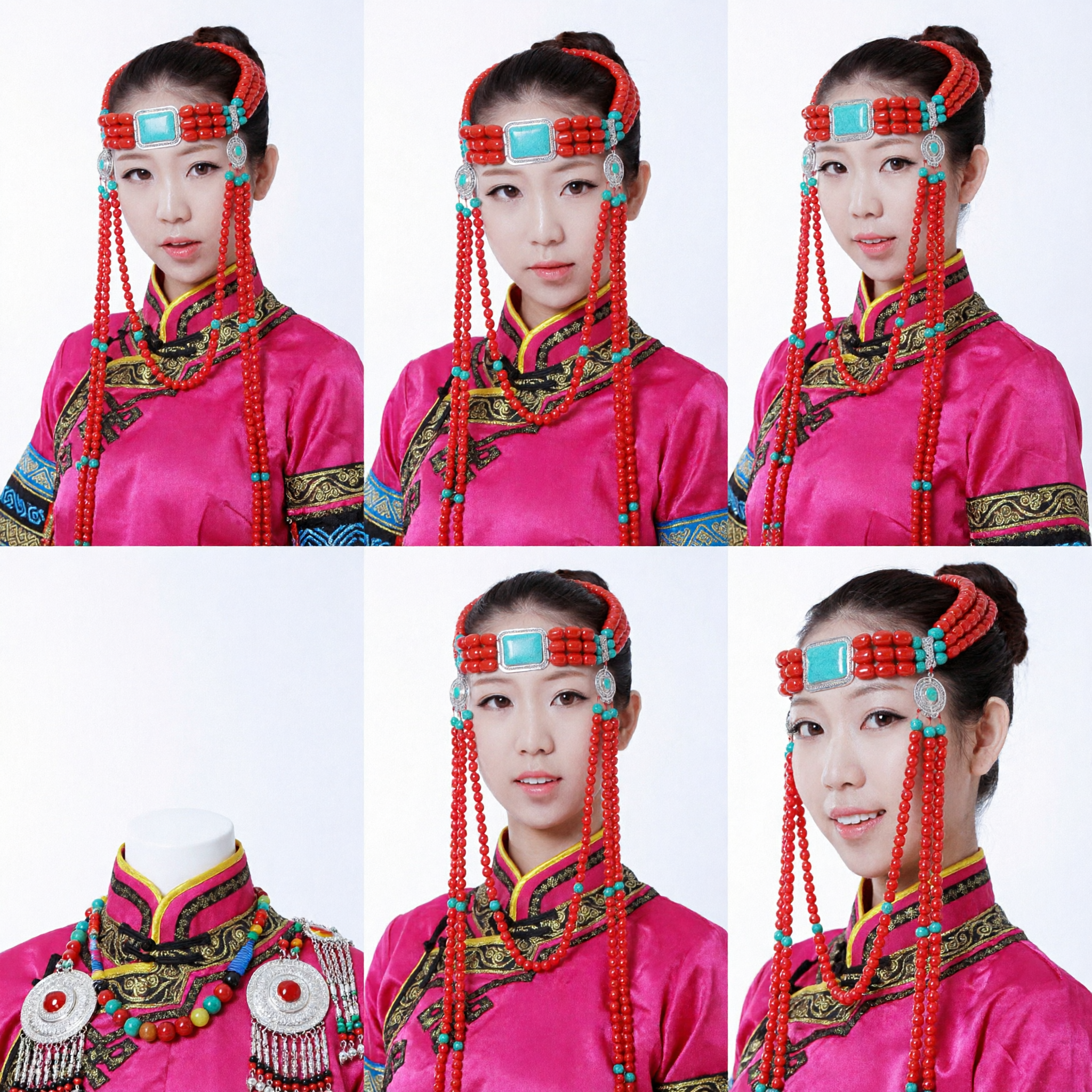 Traditional Chinese Mongolian Ethnic Red Coral Beads and Turquoise Stone Headpiece Headdress for Women Dance Performance
