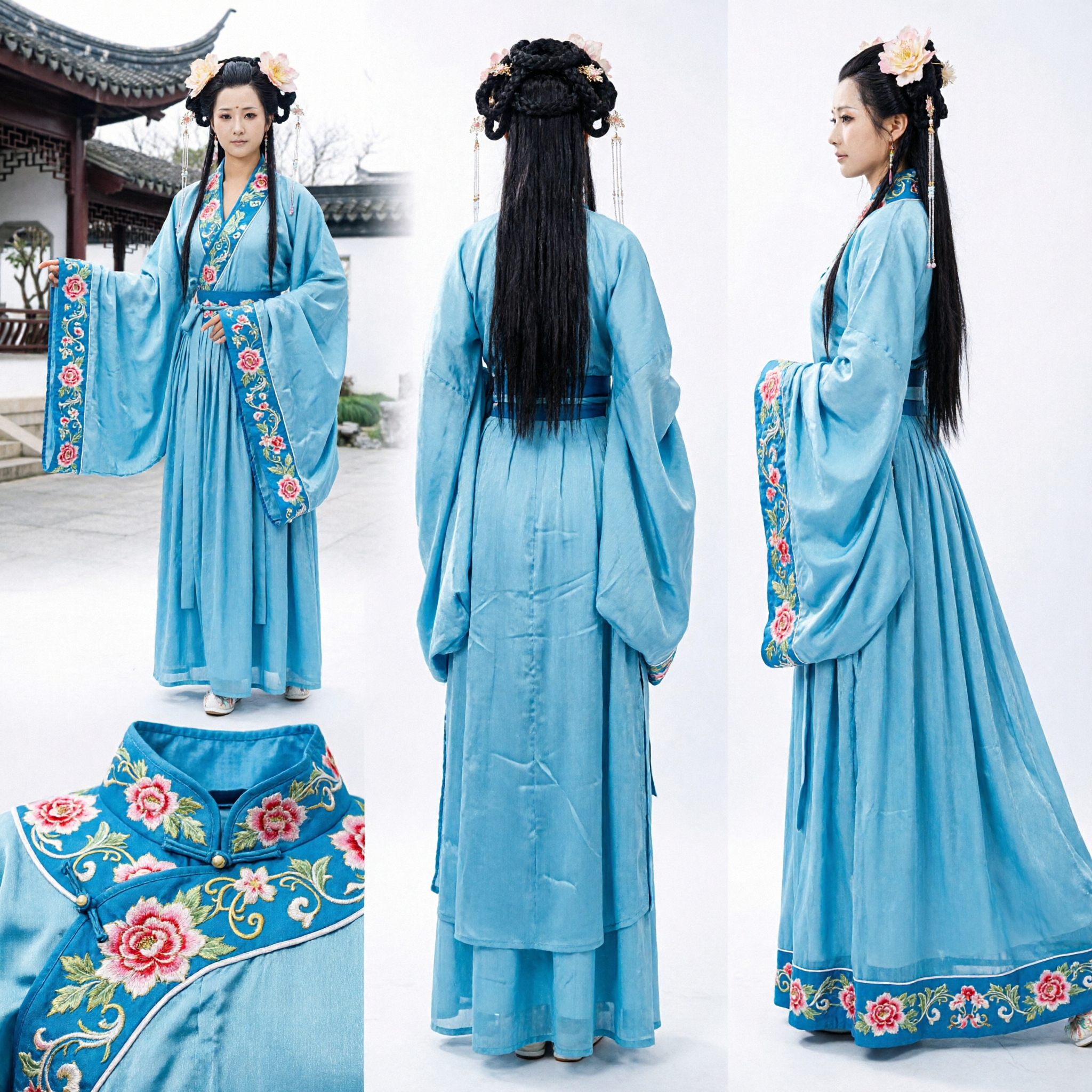 Elegant Blue Hanfu Traditional Chinese Dress Ancient Fairy Costume for Women Photography and Performance