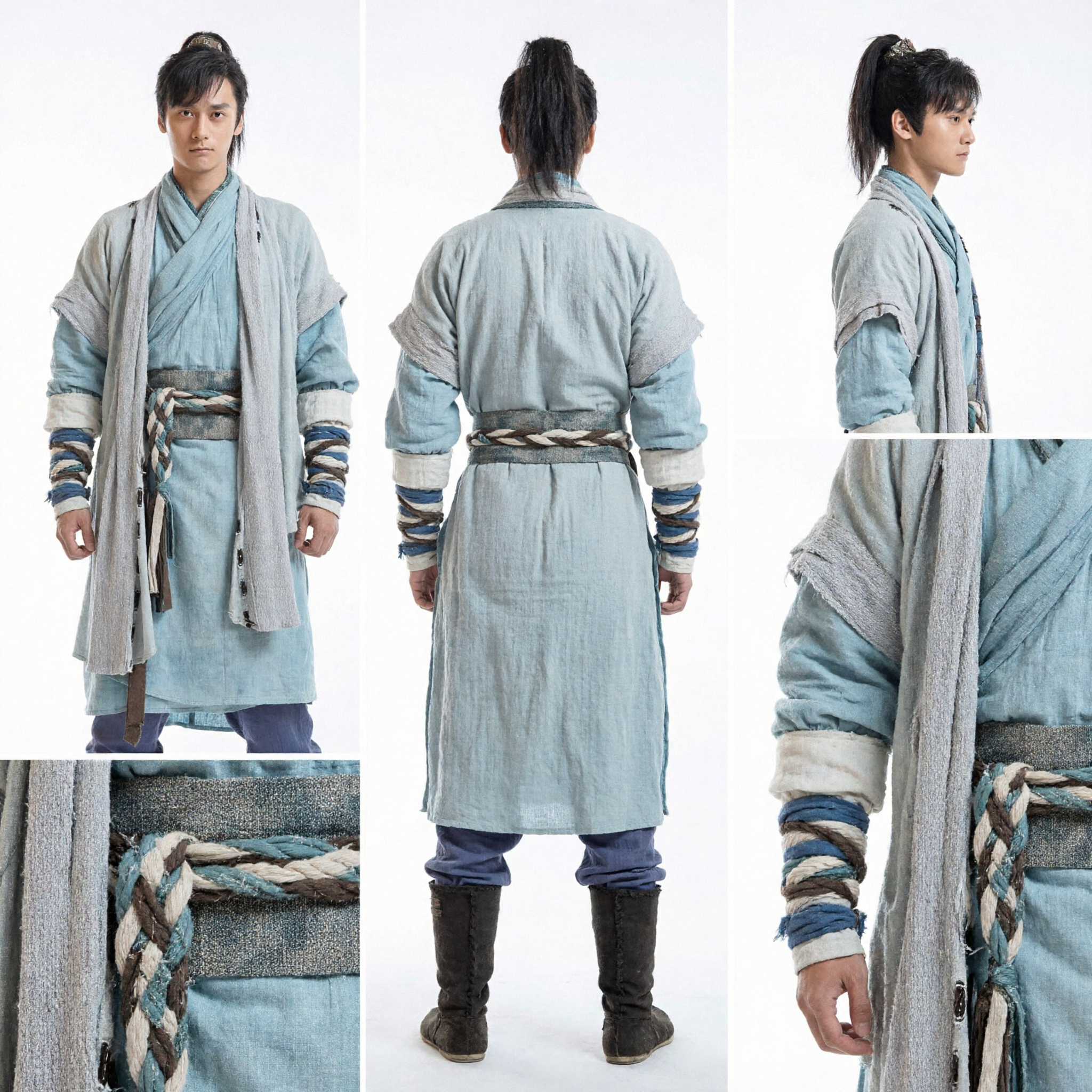 Ancient Chinese Wuxia Costume Men's Hanfu Traditional Martial Arts Scholar Robe Outfit for Cosplay