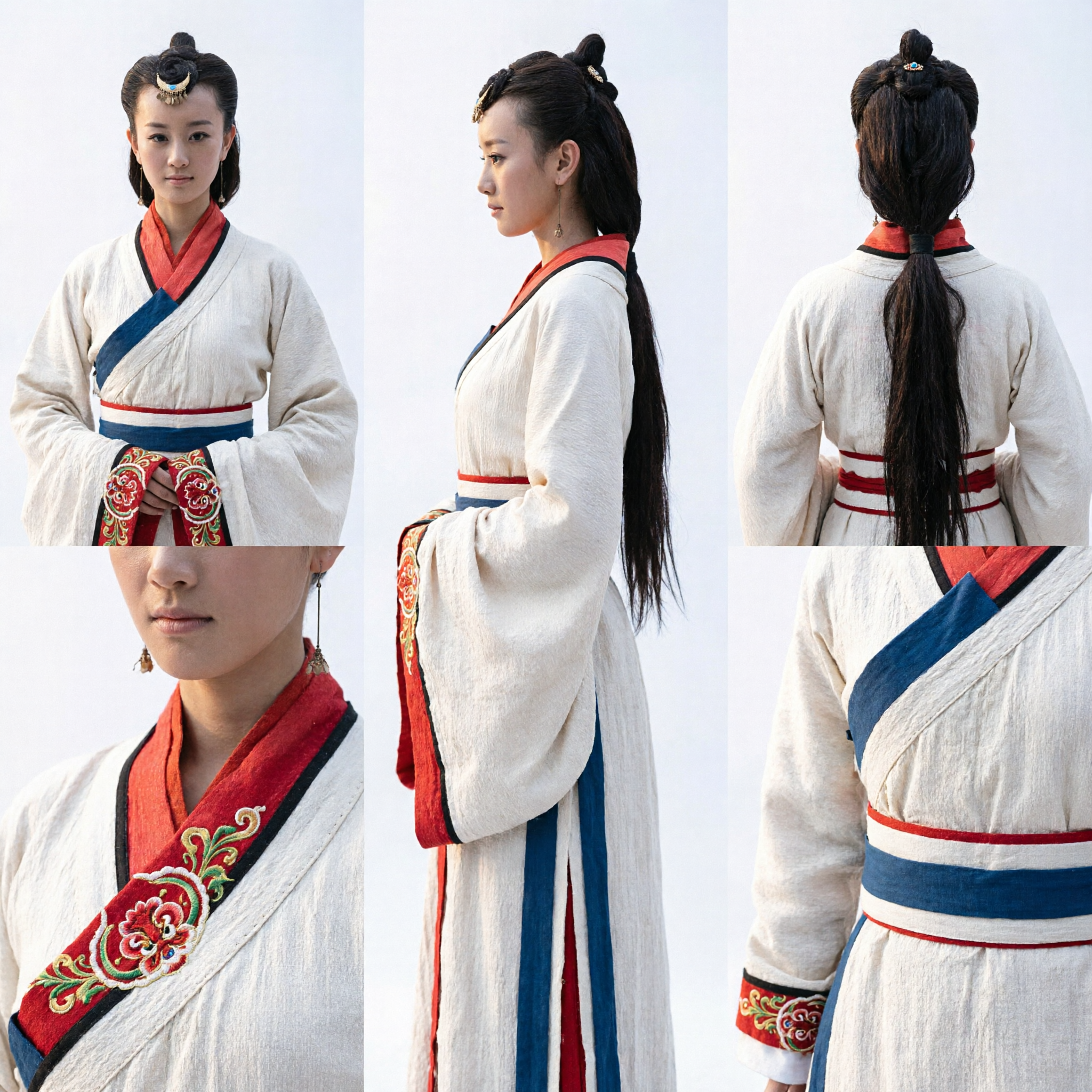 Exquisite Ancient Chinese Traditional Hanfu Hair Ornament Gold Crescent Headpiece with Blue Gem for Women Cosplay