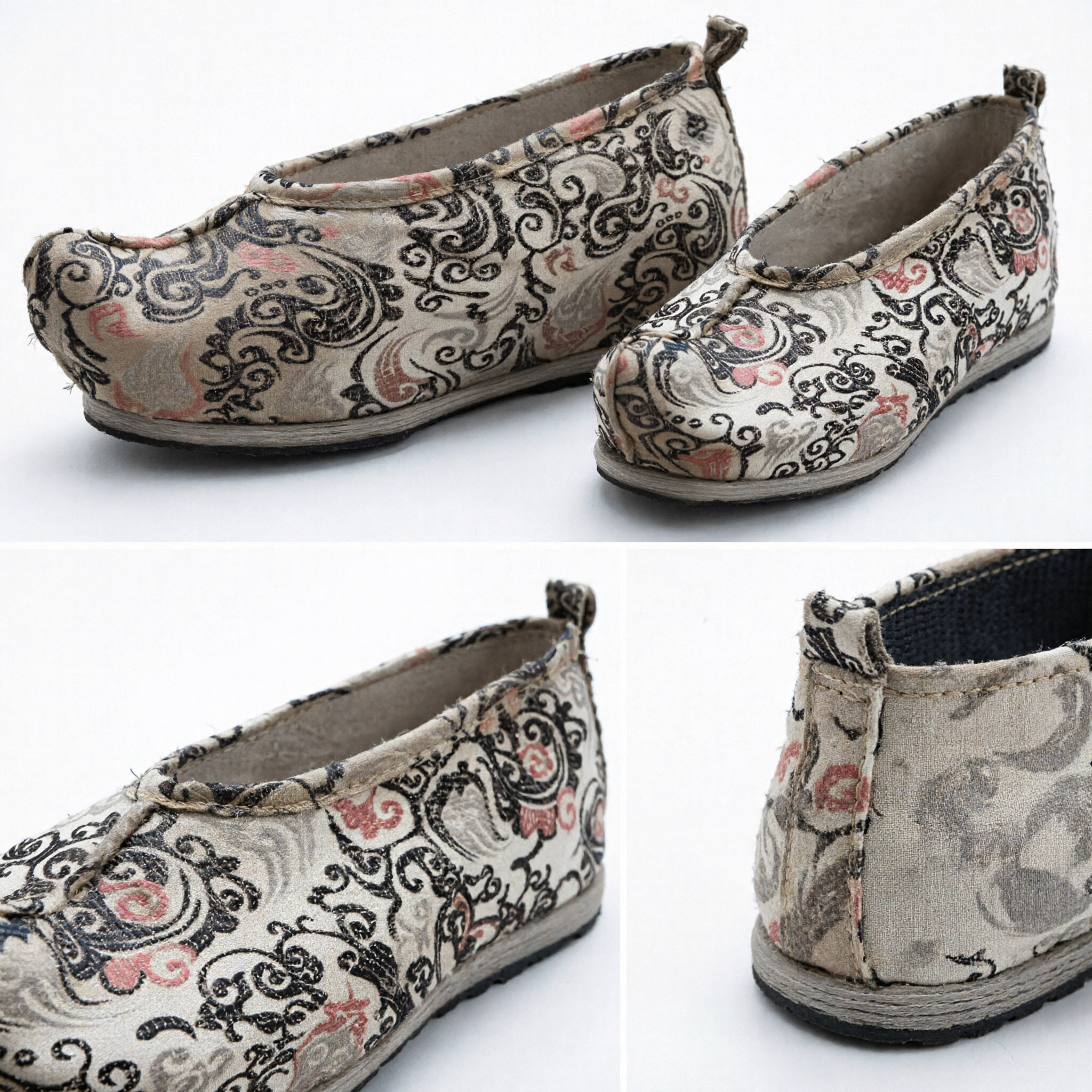 Traditional Chinese Brocade Cloth Shoes Hanfu Footwear Ethnic Style Slip-Ons for Tai Chi Kung Fu and Daily Wear