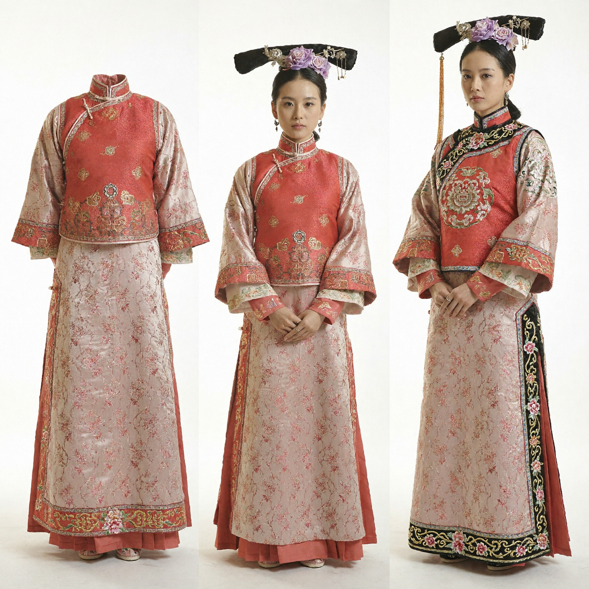 Qing Dynasty Manchu Princess Costume Traditional Chinese Ancient Palace Embroidery Dress for Women Cosplay Performance