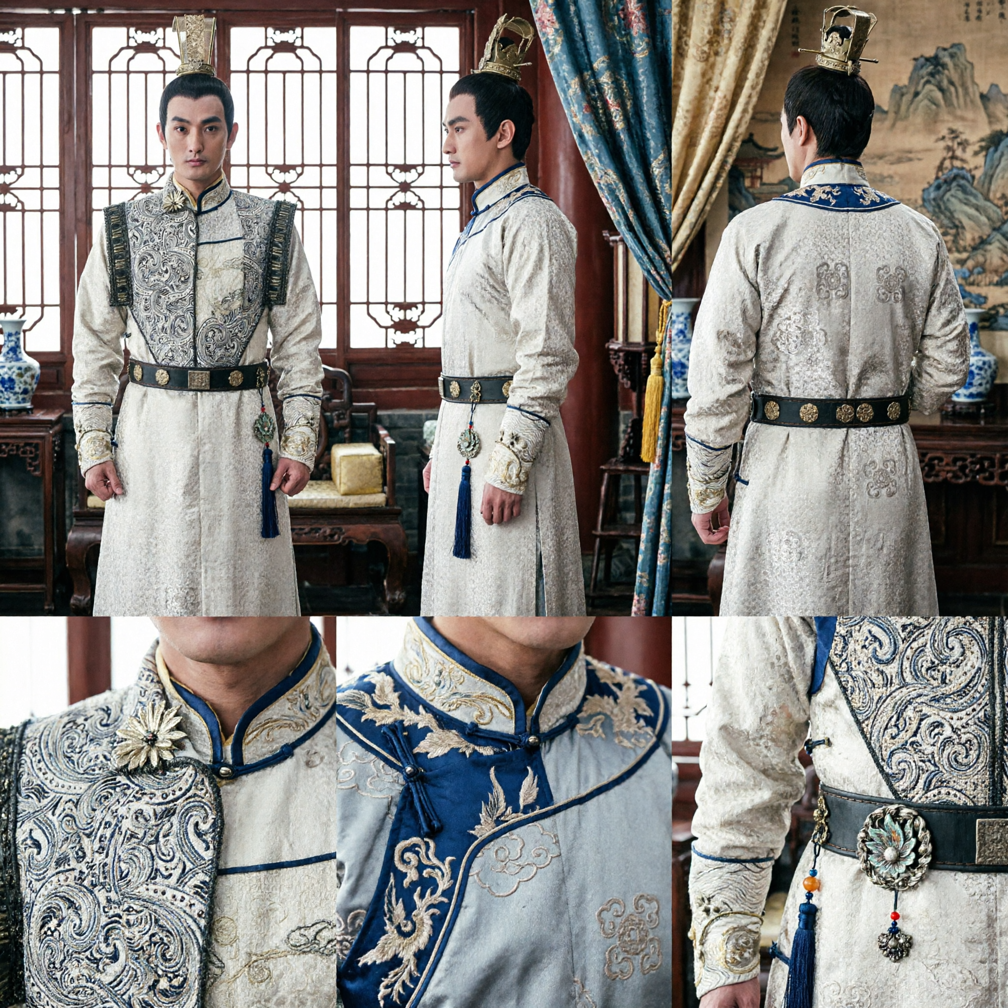 Men's Ancient Chinese Prince Hanfu Costume Traditional Embroidered Robe for Cosplay and Historical Drama Performance