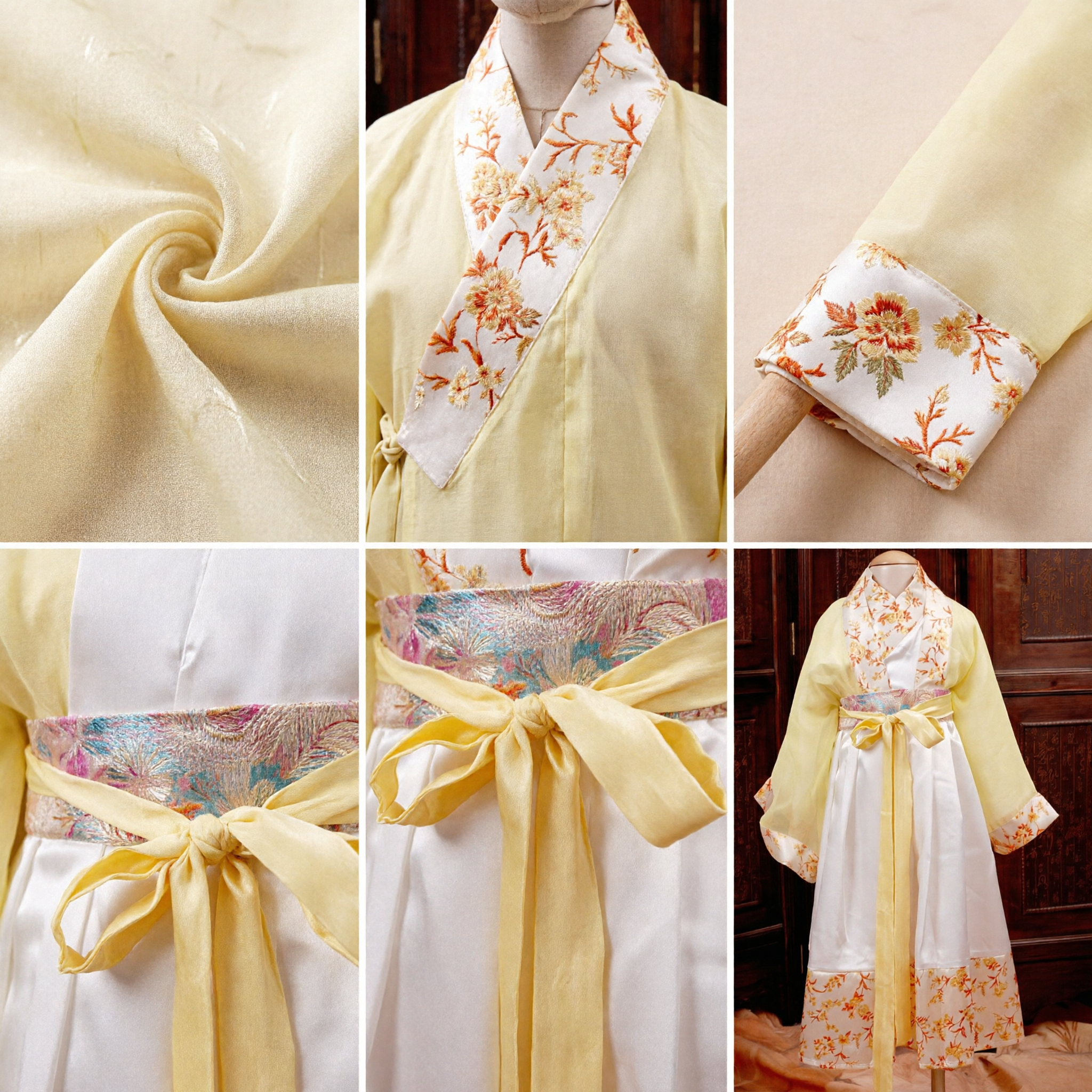 Traditional Chinese Hanfu Yellow Floral Ruqun Dress Women Ancient Costume for Festivals and Cosplay