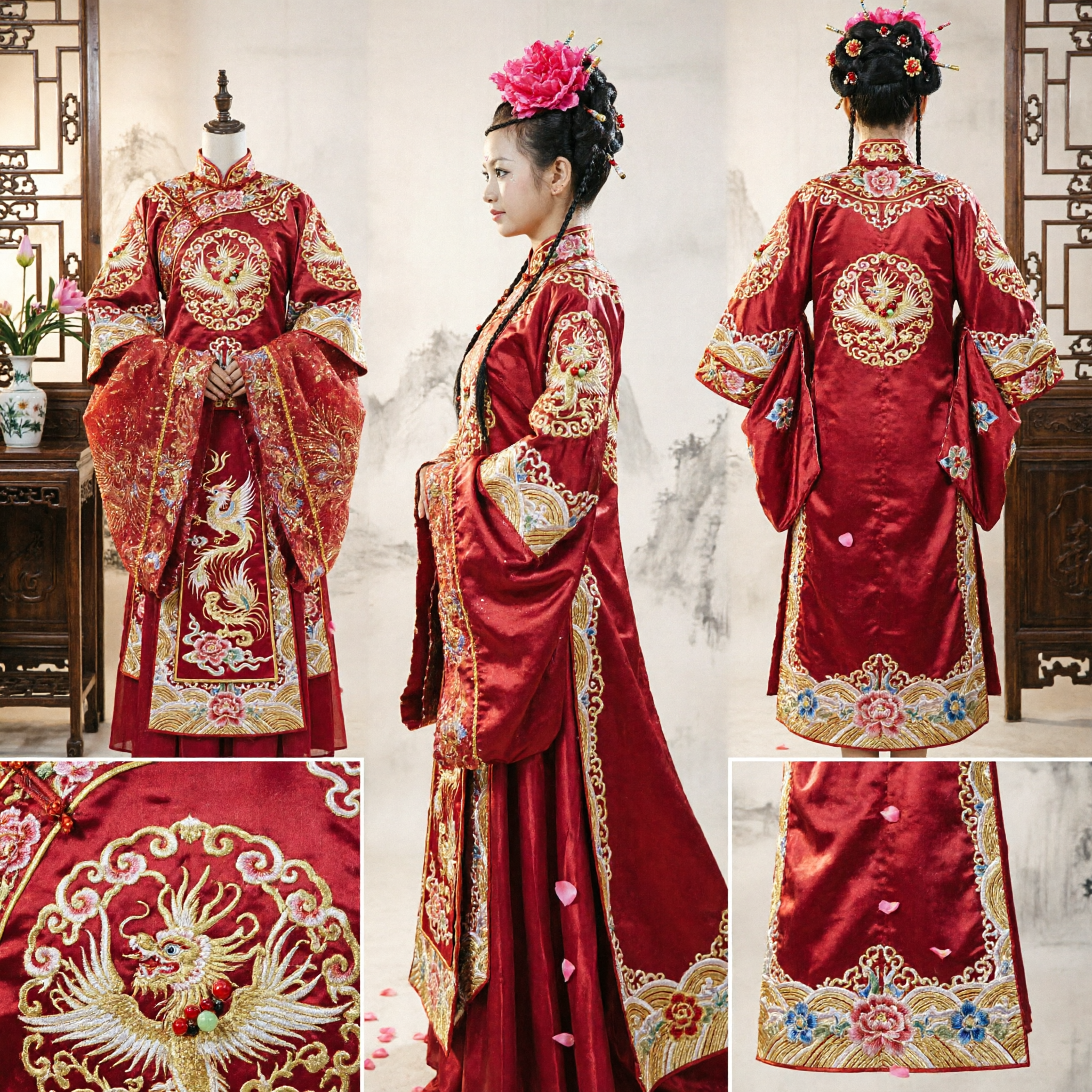 Traditional Chinese Red Hanfu Dress for Girls Tang Dynasty Palace Style Folk Dance Performance Costume
