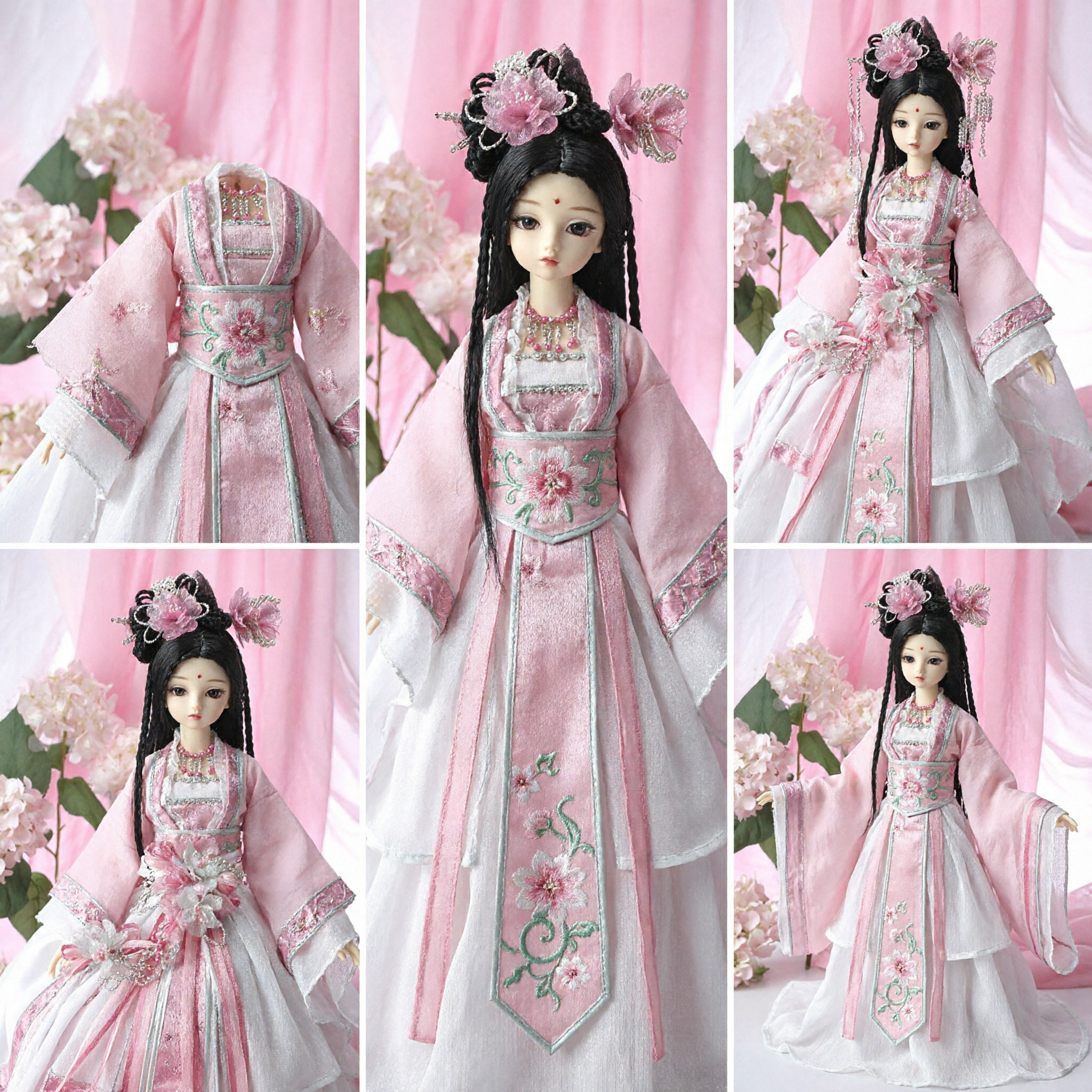 Exquisite Pink Traditional Chinese Hanfu Princess Doll with Ancient Costume and Hair Ornaments for Collectors and Girls