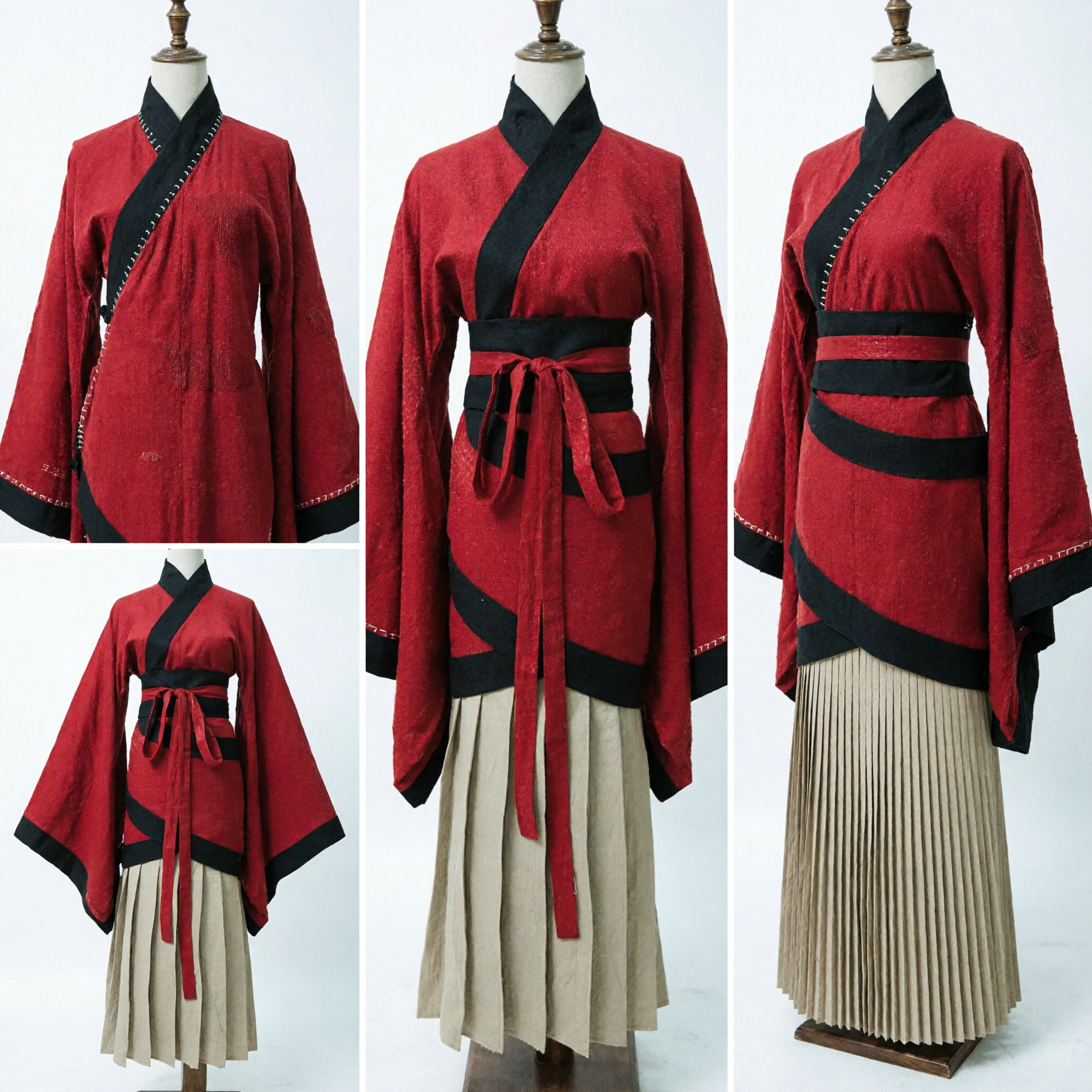 Traditional Chinese Red Hanfu Clothing Set Ancient Martial Arts Costume for Men Cosplay Performance Wear