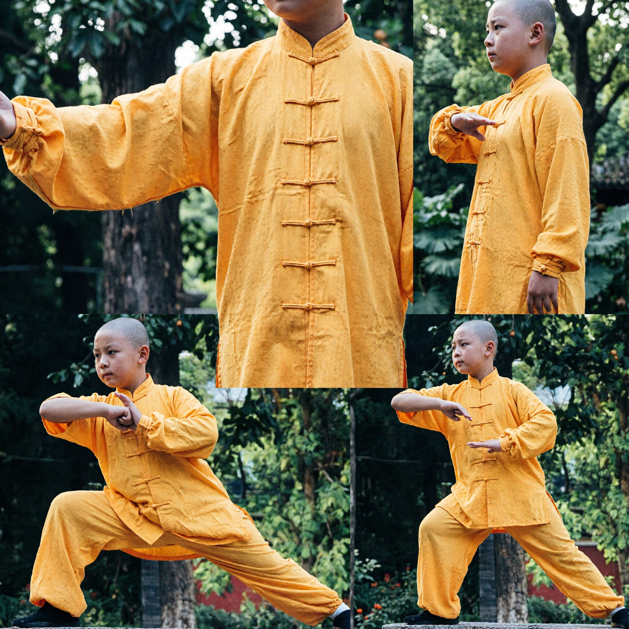Traditional Yellow Shaolin Monk Kung Fu Uniform Martial Arts Wushu Tai Chi Clothing for Men Women