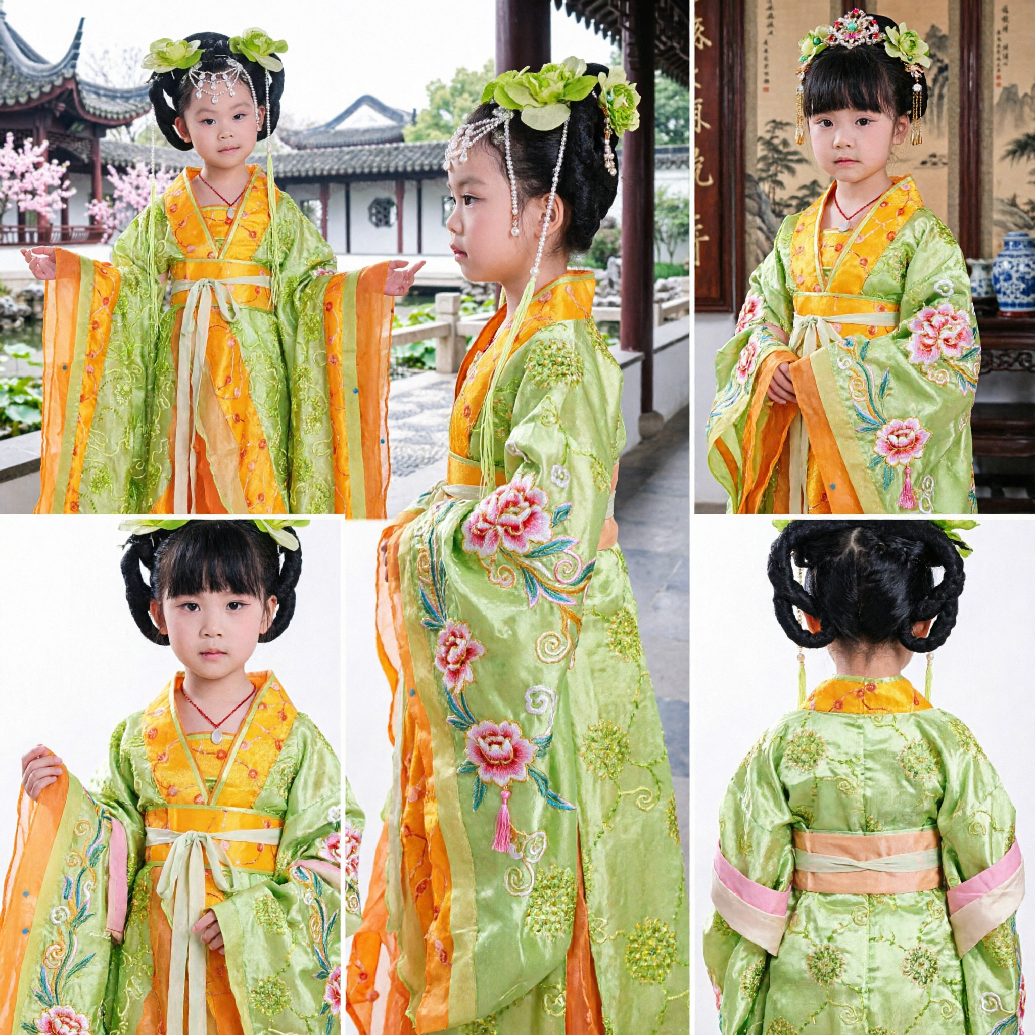 Kids Chinese Traditional Tang Dynasty Hanfu Costume Ancient Fairy Dress for Girls Performance Stage Wear