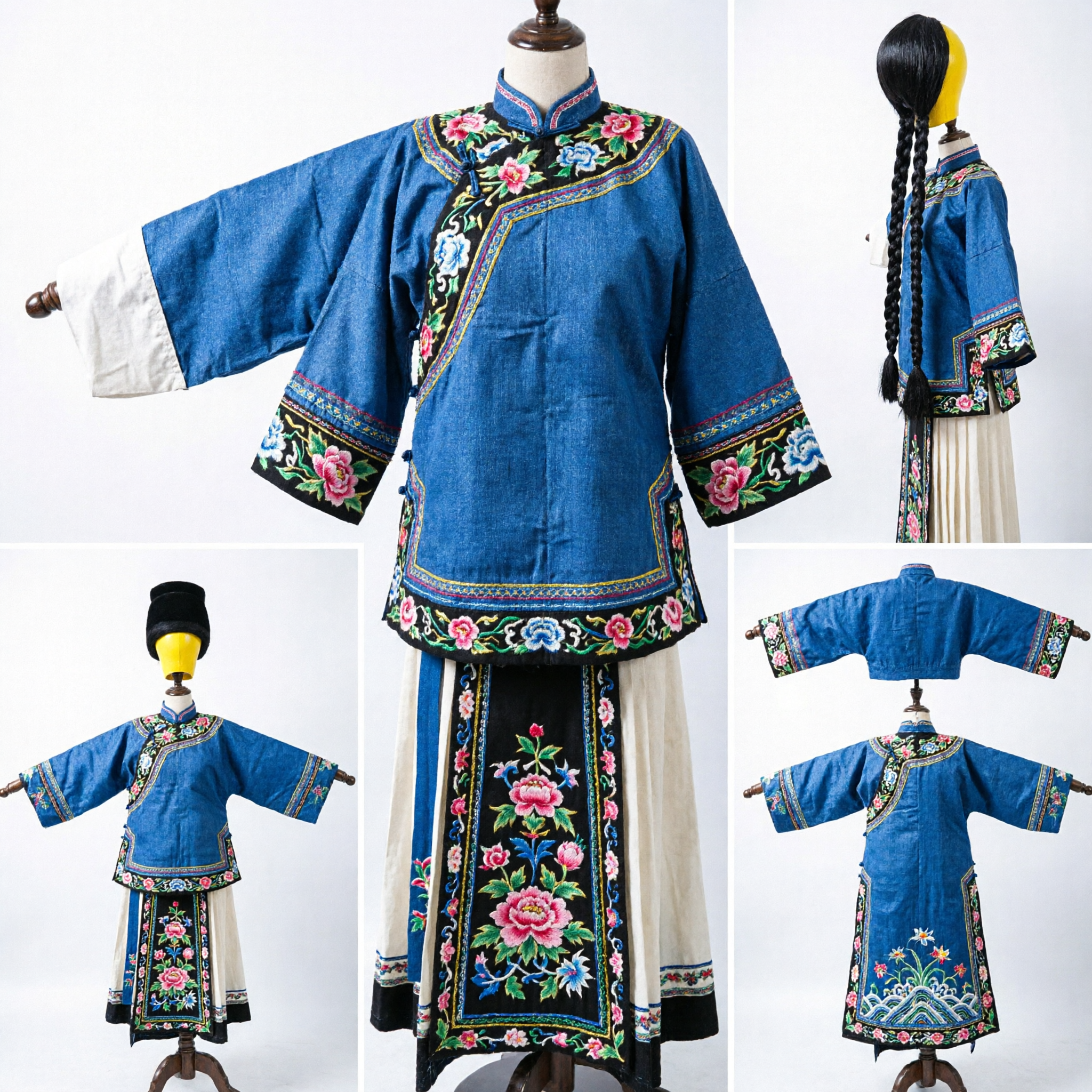 Long Black Braid Wig Traditional Chinese Qing Dynasty Queue Style Cosplay Costume Prop for Historical Drama