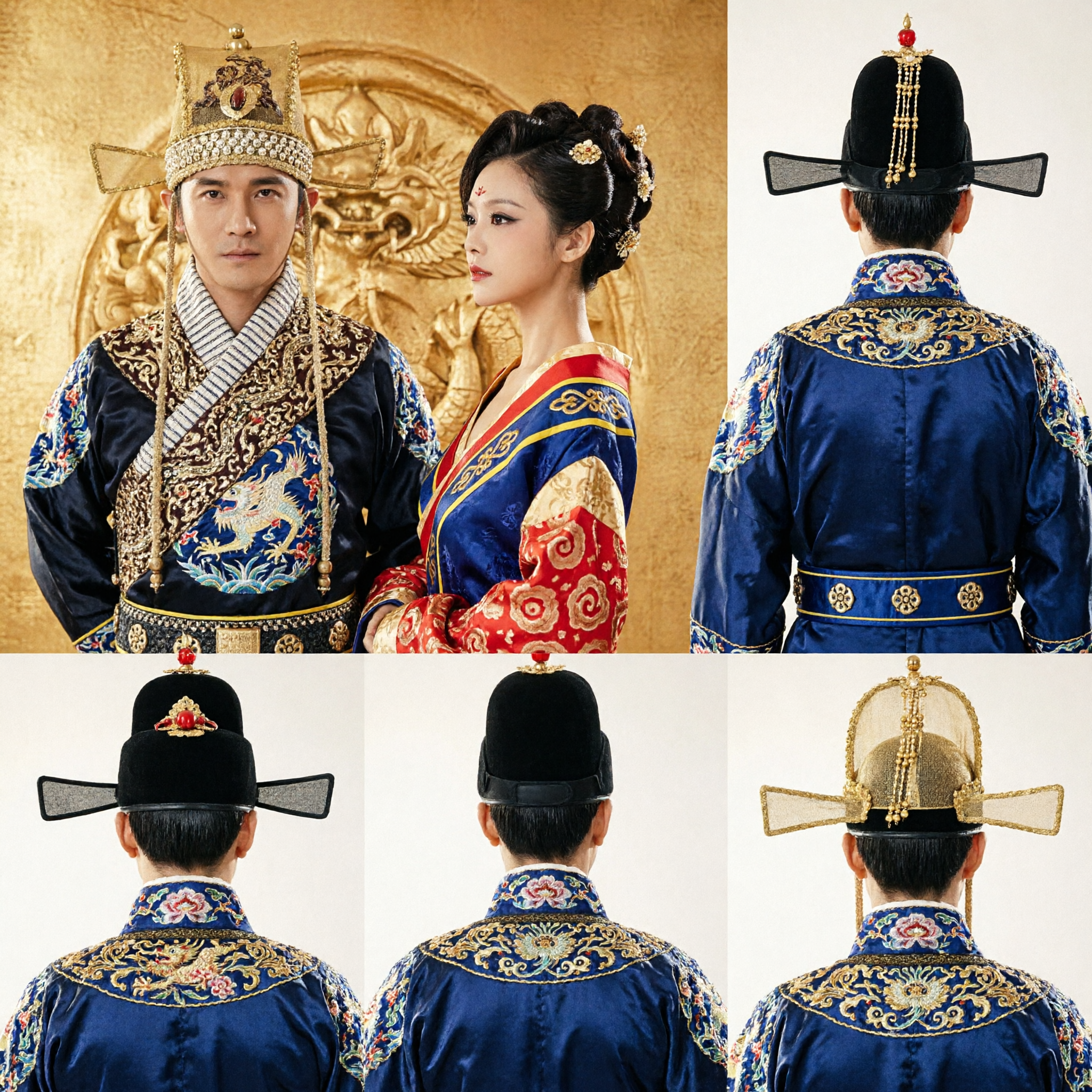 Ancient Chinese Emperor and Empress Wedding Costumes Traditional Royal Couple Hanfu Set for Historical Cosplay and Performance