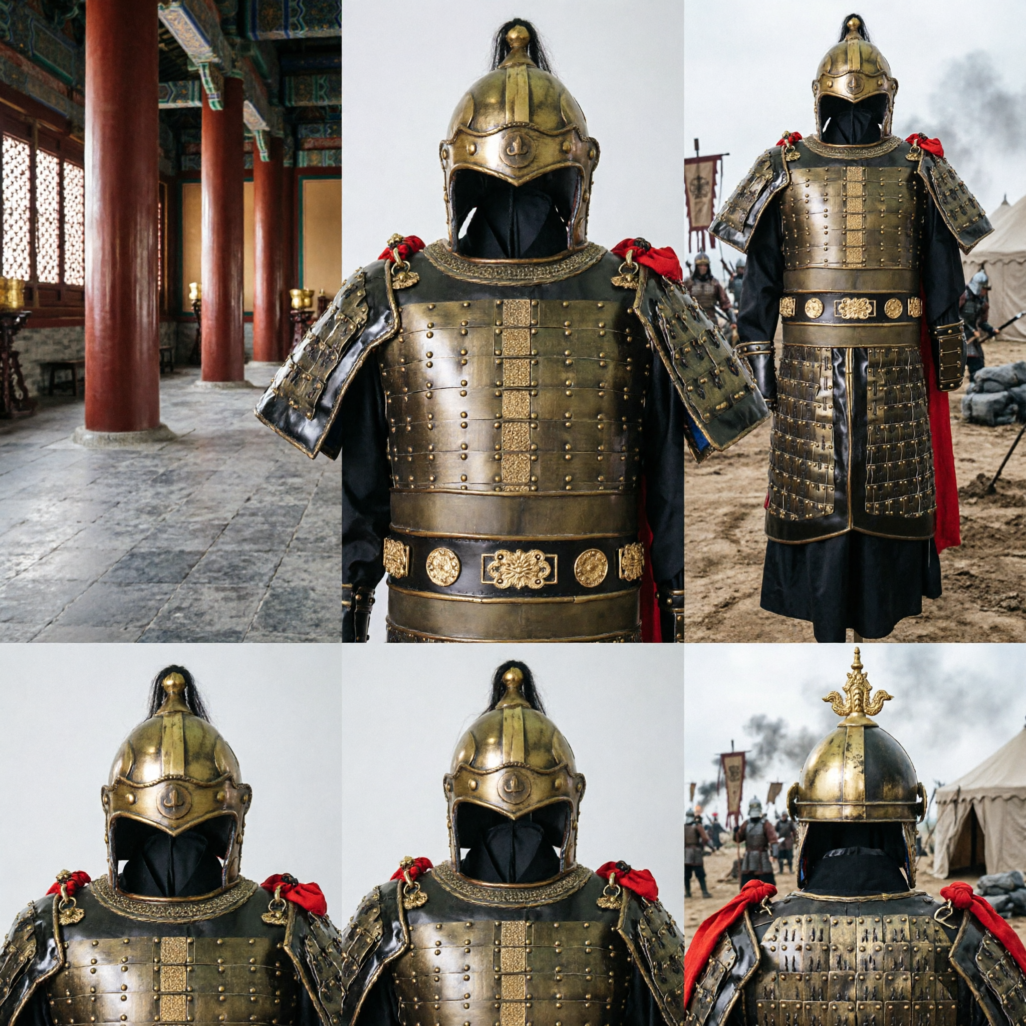 Traditional Chinese Ming Dynasty General Armor Costume Full Set Historical Warrior Cosplay Outfit for Men