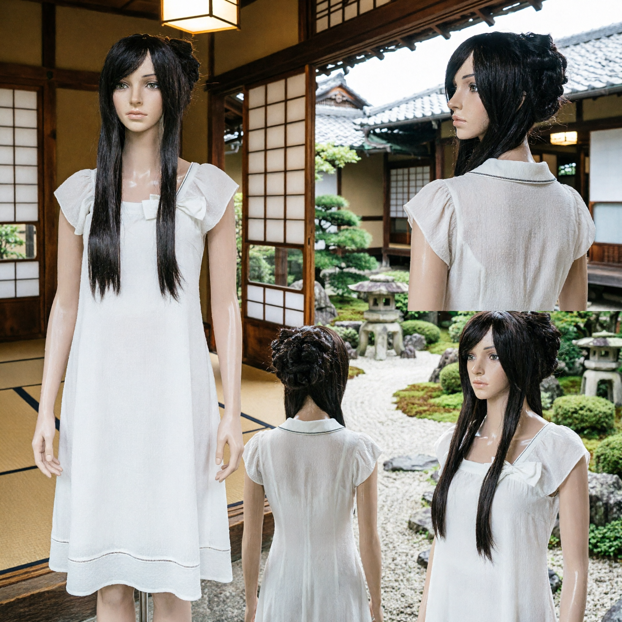 Traditional Ancient Chinese Princess Wig with Long Black Hair and Bun for Hanfu Cosplay for Women