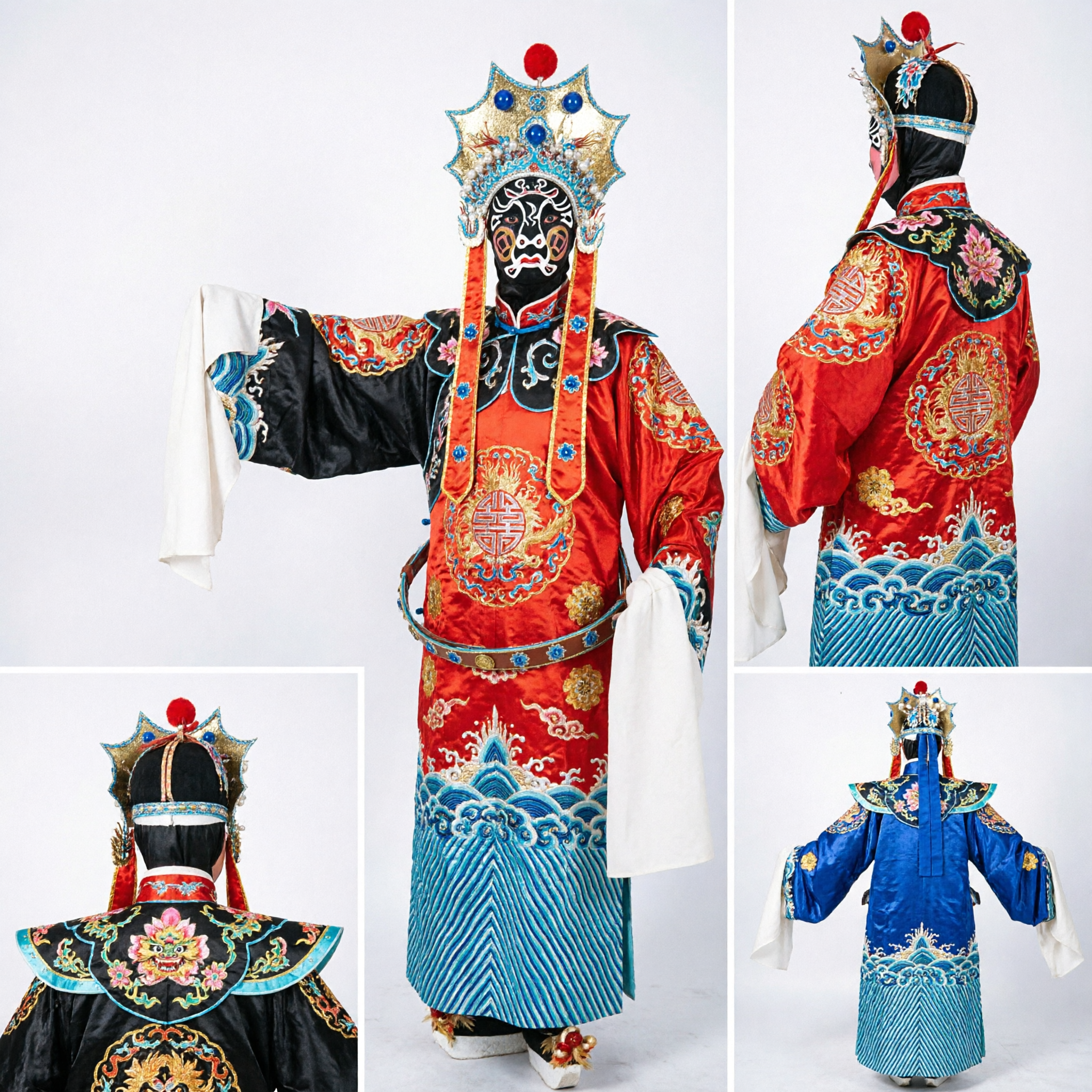 Traditional Chinese Sichuan Opera Costume Men Face Changing Bian Lian Warrior General Outfit for Halloween Cosplay