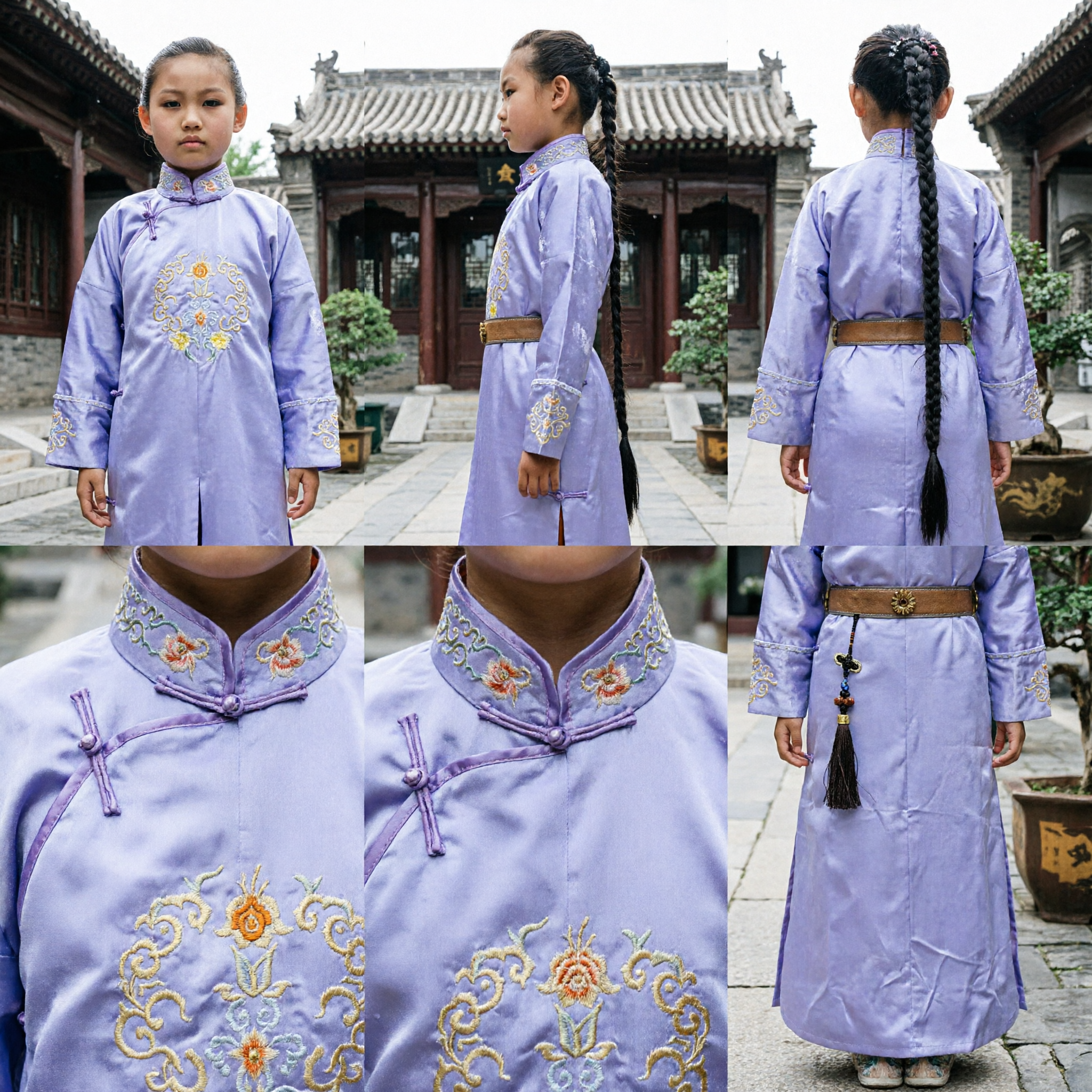 Traditional Chinese Kung Fu Costume for Kids Purple Changshan Martial Arts Uniform for Children Performance Wear