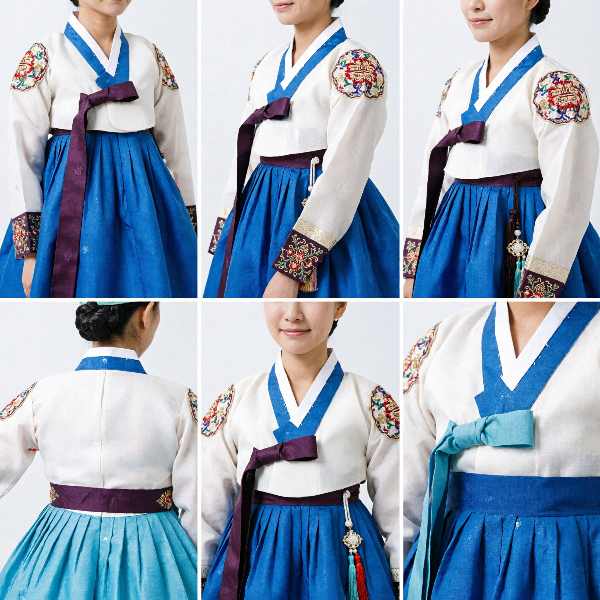 Children Chinese Classical Dance Costume Blue White Traditional Folk Stage Performance Outfit for Boys and Girls