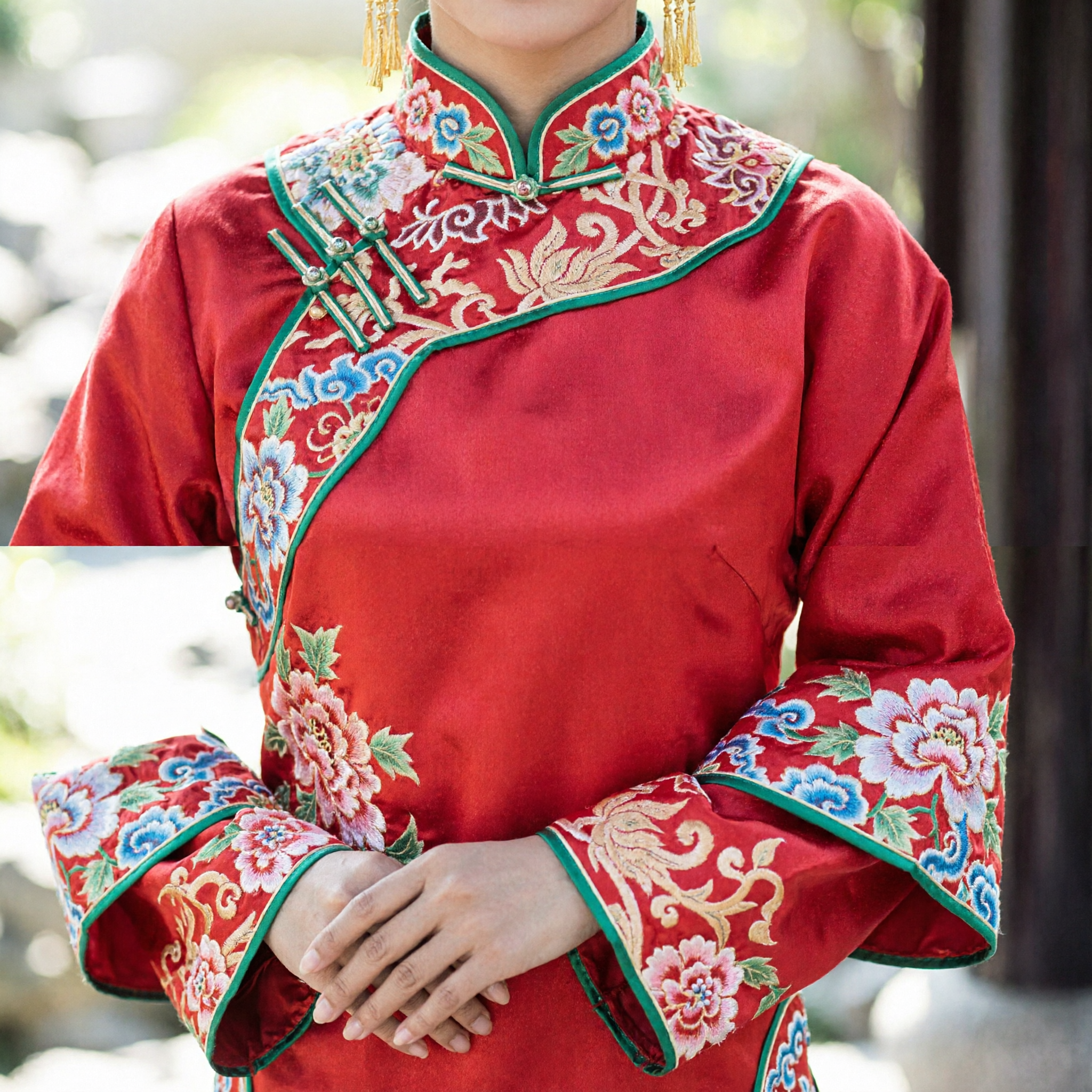 Chinese Traditional Qing Dynasty Bride Hair Accessories Ancient Manchu Princess Wedding Headpiece Costume Set for Women