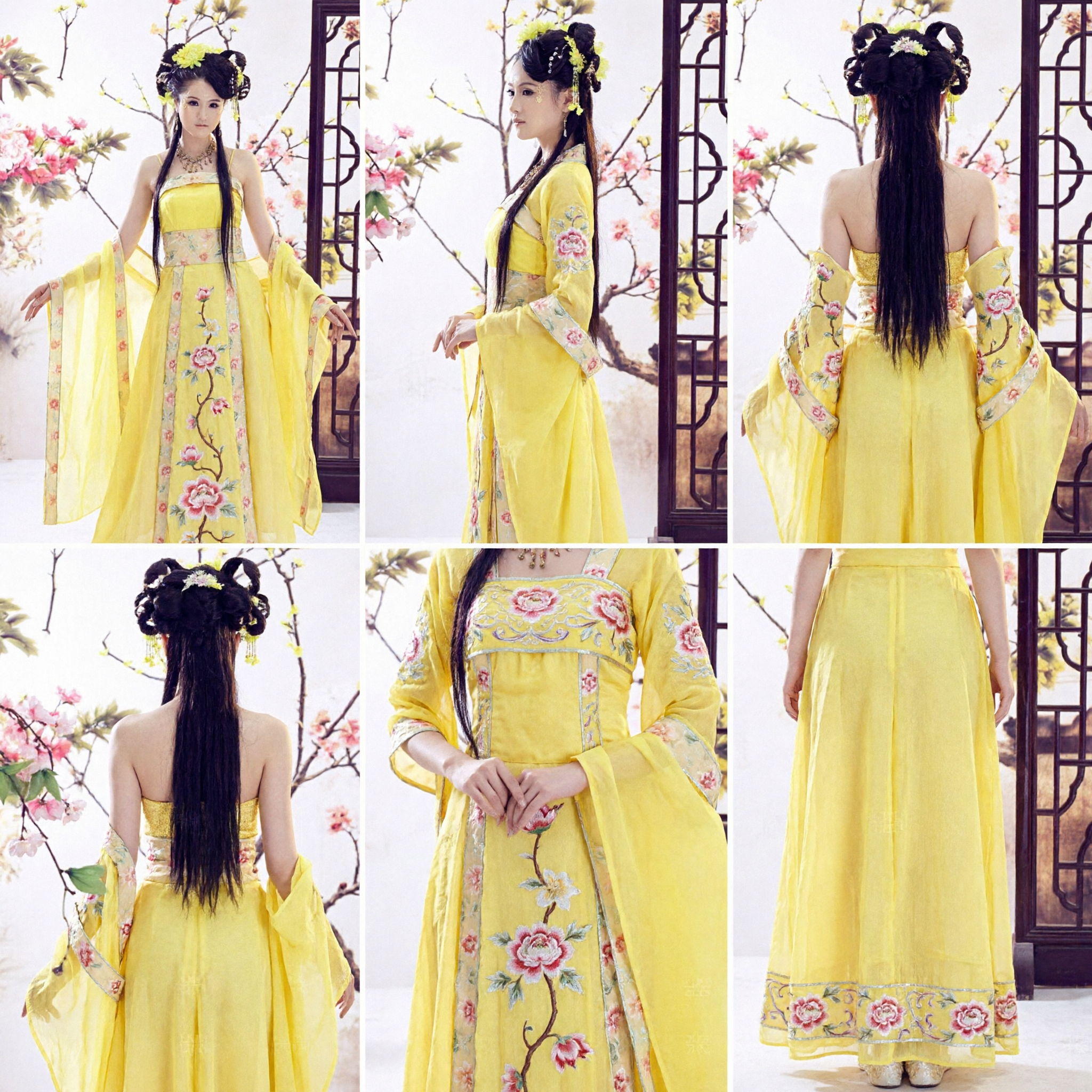 Ancient Chinese Yellow Hanfu Costume Traditional Tang Dynasty Fairy Dress for Women Cultural Performance
