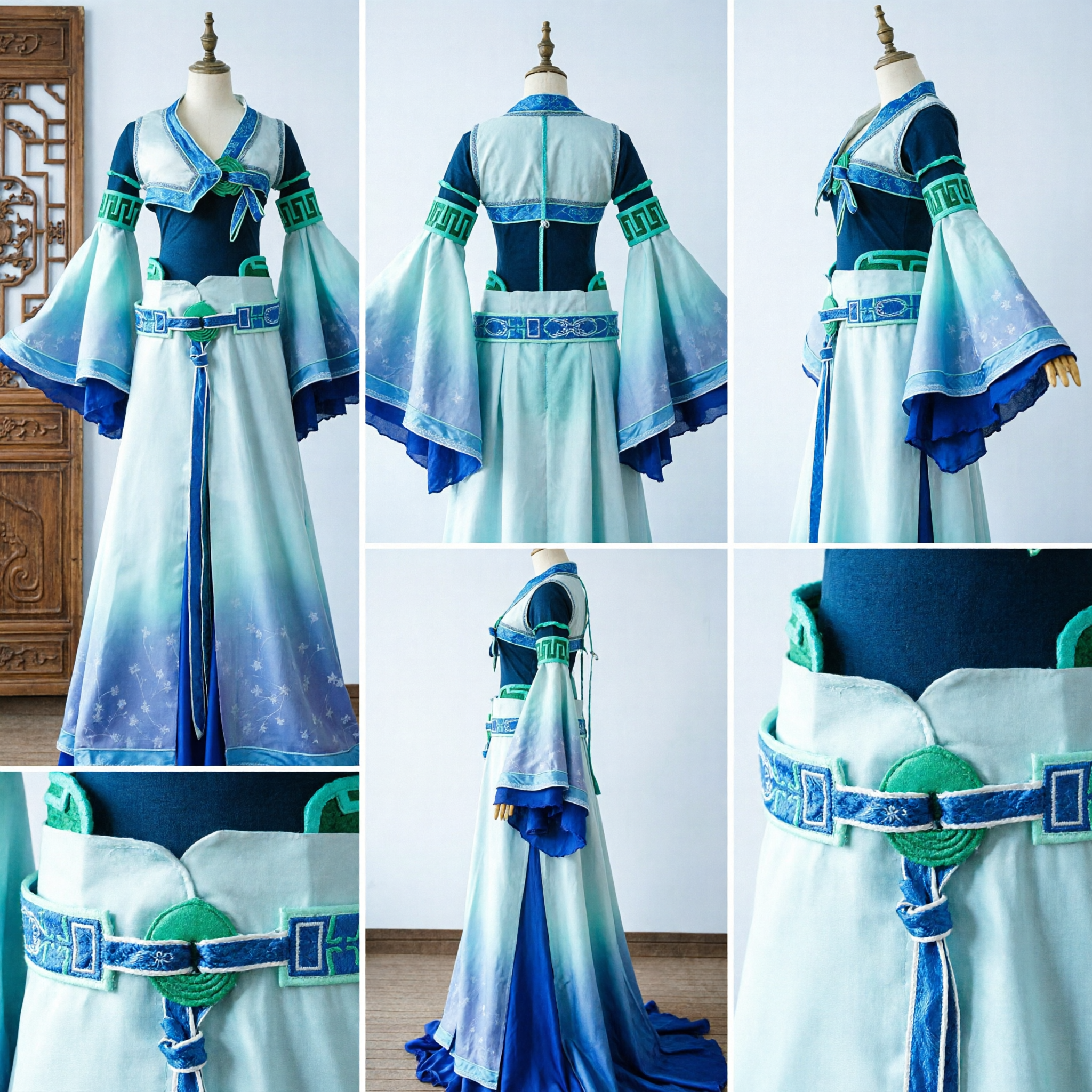 Elegant Blue Gradient Chinese Hanfu Ancient Fairy Dress Traditional Cosplay Costume for Women