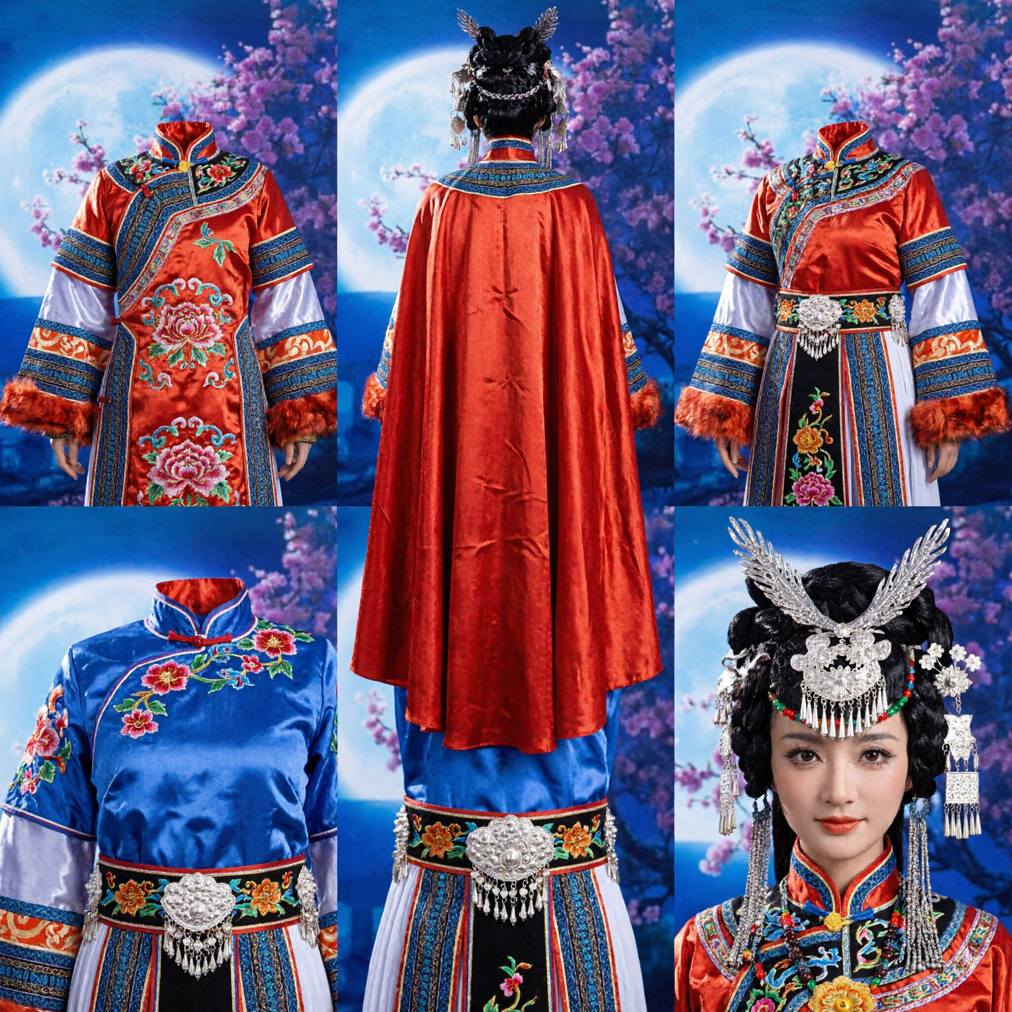 Traditional Chinese Mongolian Princess Dance Costume Ancient Ethnic Red Robe Stage Performance Outfit for Women Complete Set