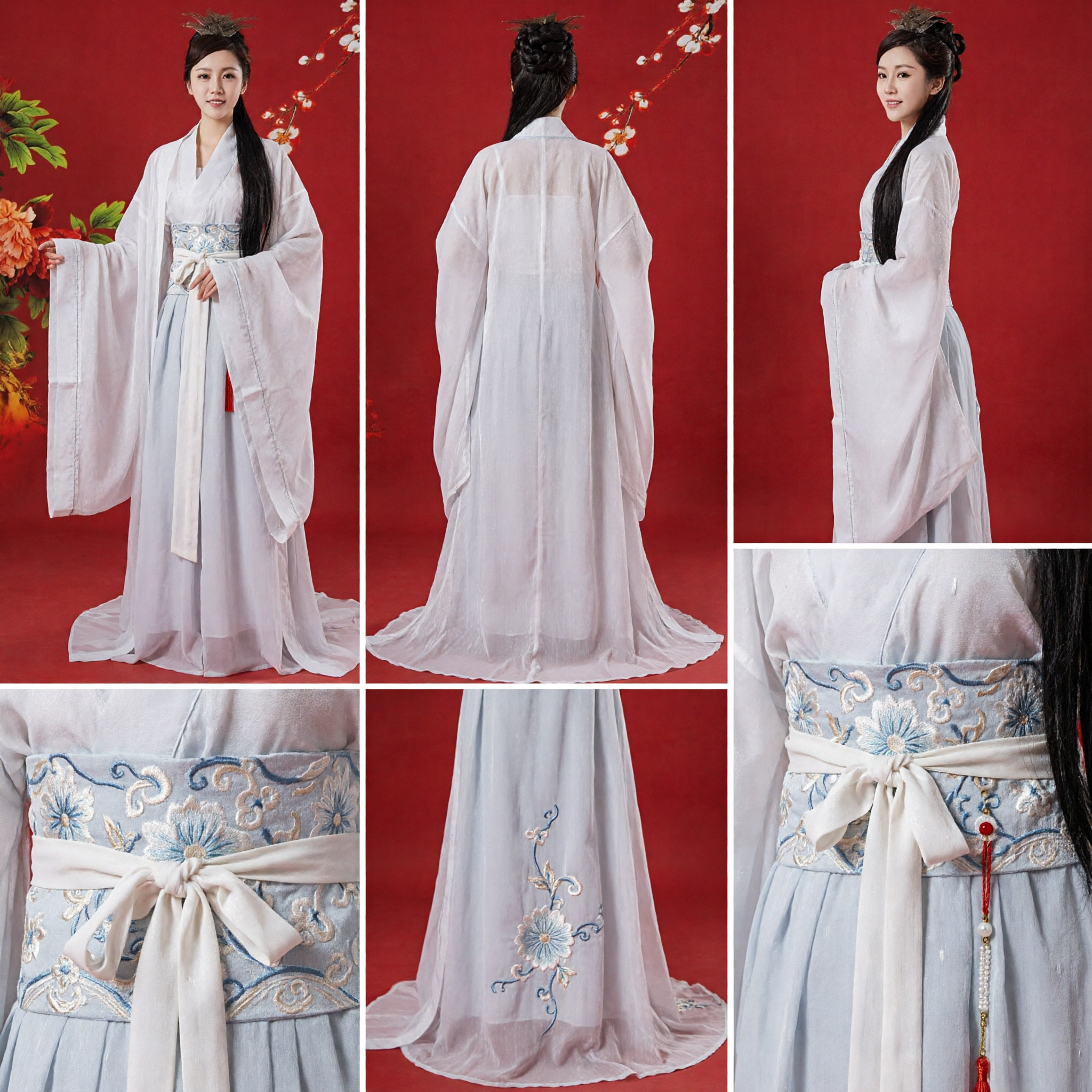 Elegant White Hanfu Traditional Chinese Ancient Costume Fairy Dress Long Sleeve Clothing for Women Performance