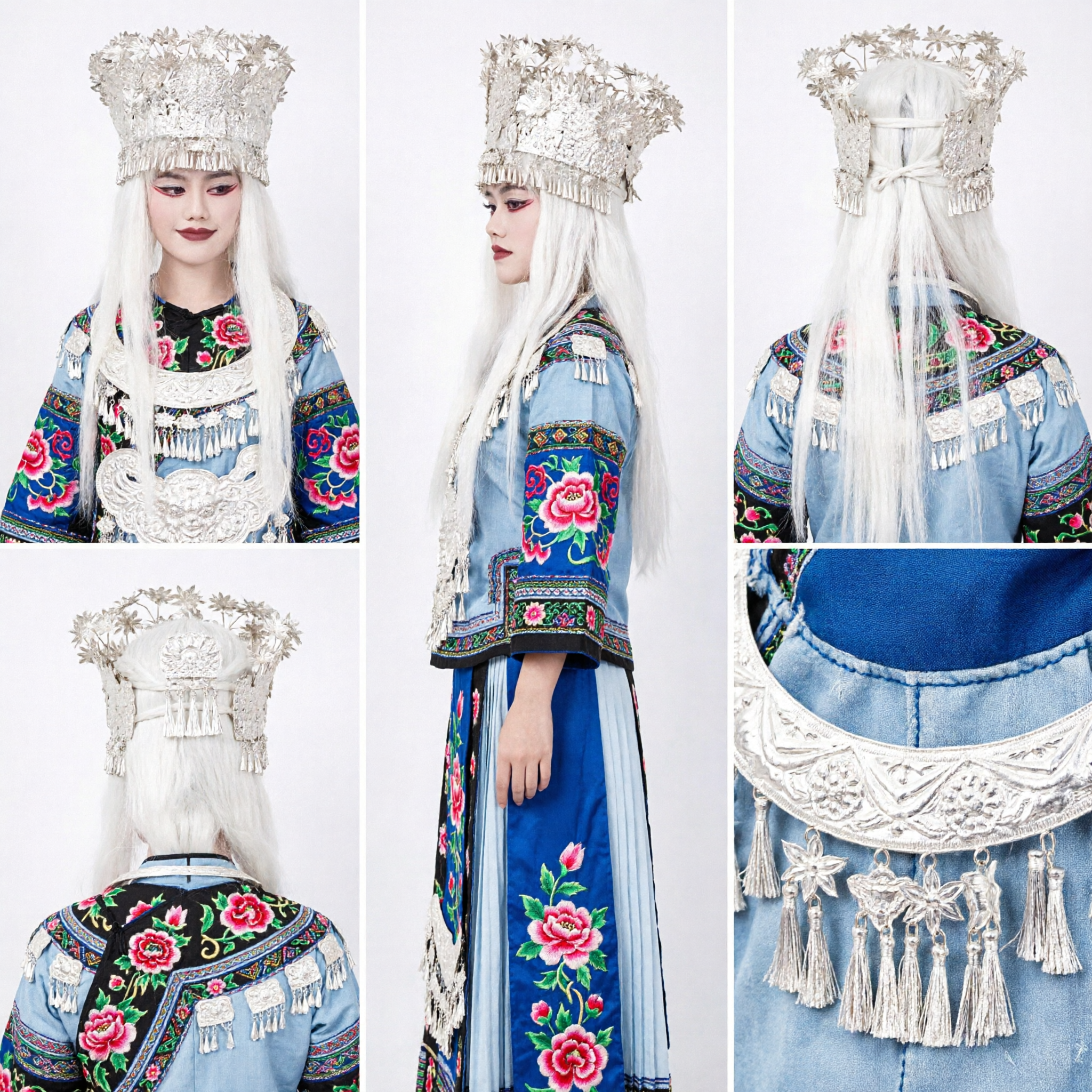 Traditional Chinese Miao Silver Headdress Hmong Ethnic Crown for Women Wedding Dance Performance Costume