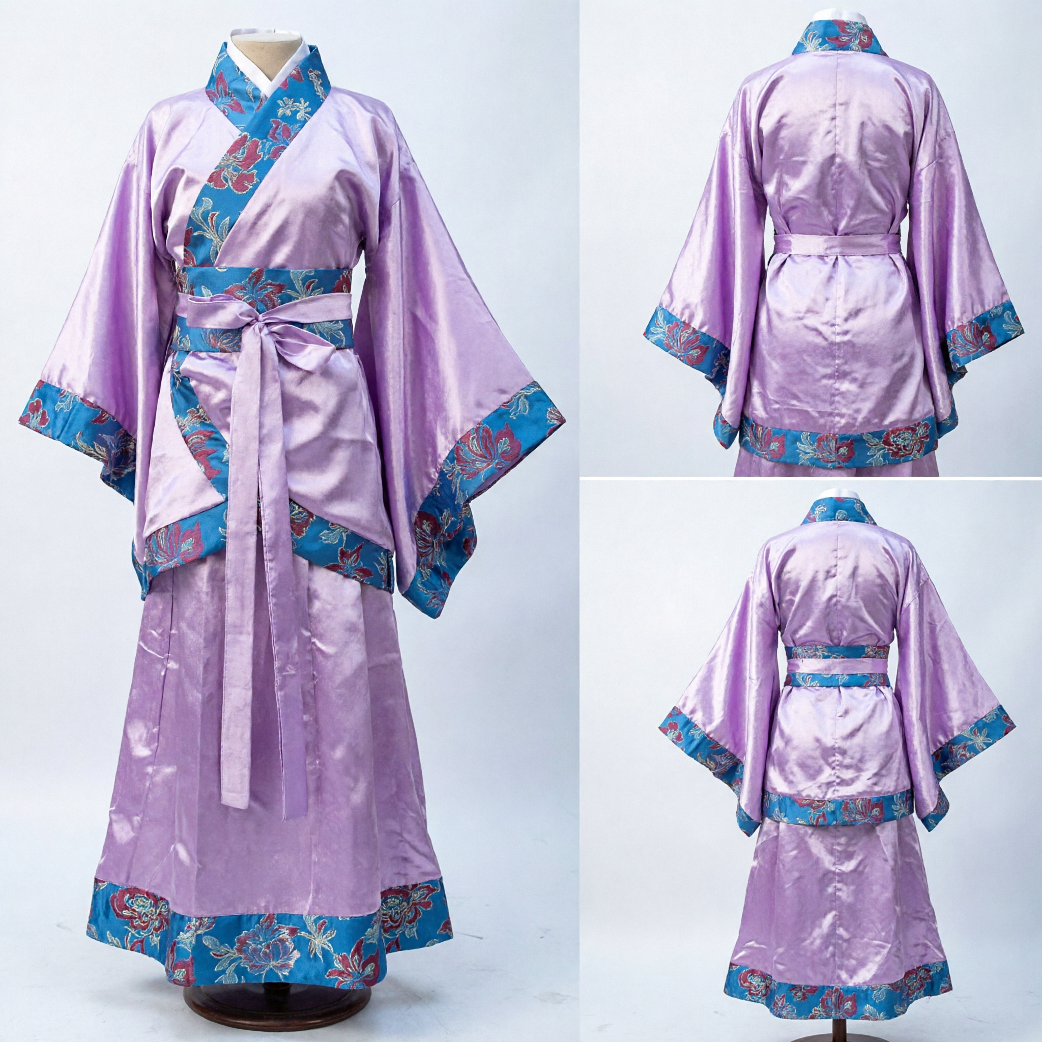 Elegant Purple Traditional Chinese Hanfu Ancient Costume Wide Sleeve Silk Robe Dress for Women Historical Cosplay