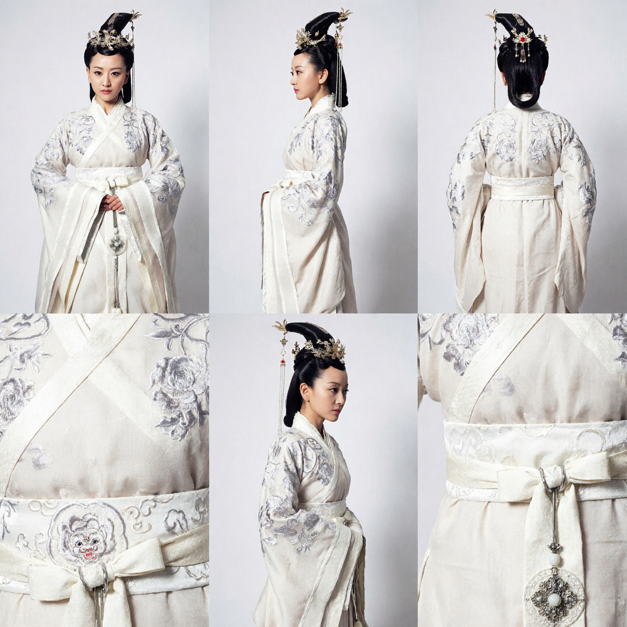 Traditional Chinese Hanfu Ancient Costume White Embroidered Robe Elegant Princess Dress for Women Cosplay