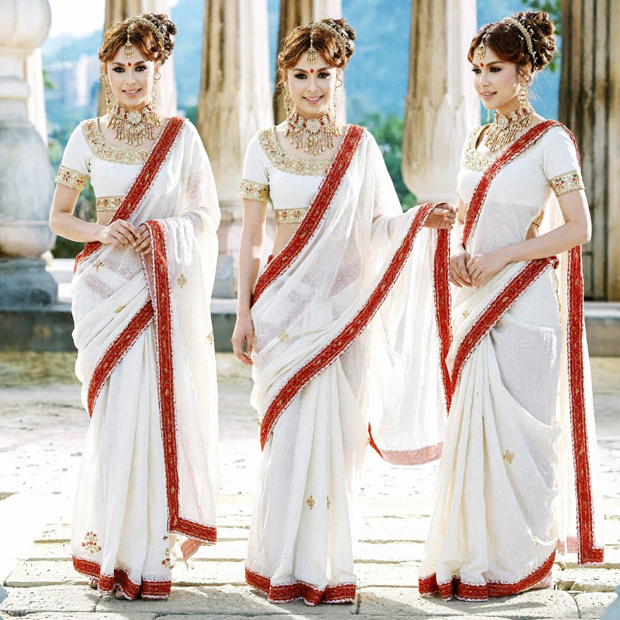 Women's White and Red Traditional Chinese Dance Costume for Stage Performance, Folk Dance, and Cultural Festivals