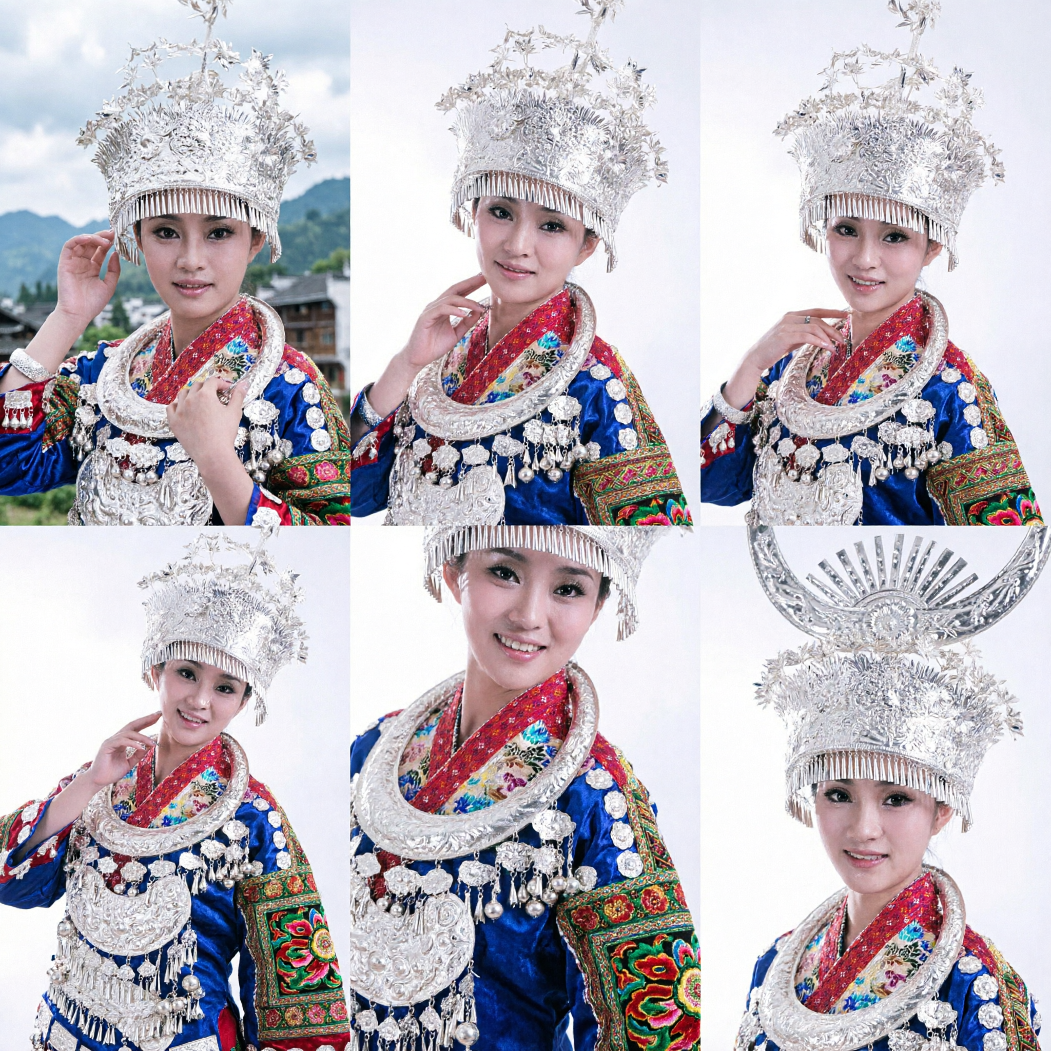 Traditional Chinese Miao Silver Headdress Hmong Ethnic Crown Headpiece for Women Folk Dance Performance