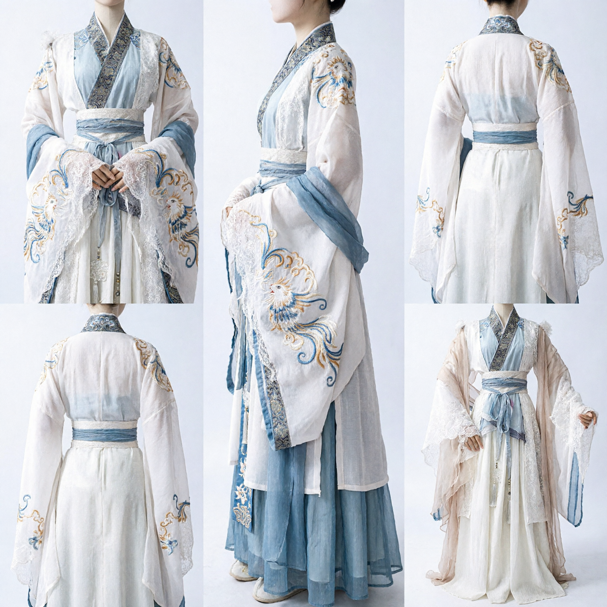 Elegant Traditional Chinese Hanfu Ancient Costume Women White Blue Fairy Dress Period Drama Cosplay Outfit
