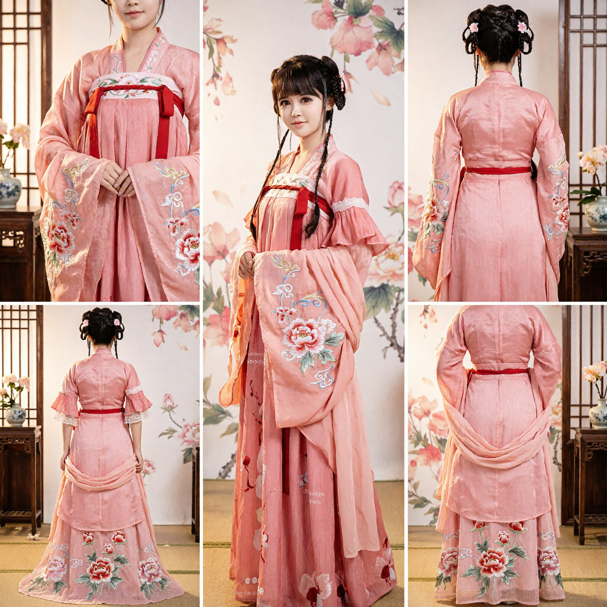 Elegant Pink Traditional Chinese Hanfu Costume Ancient Fairy Dress Tang Dynasty Style for Women