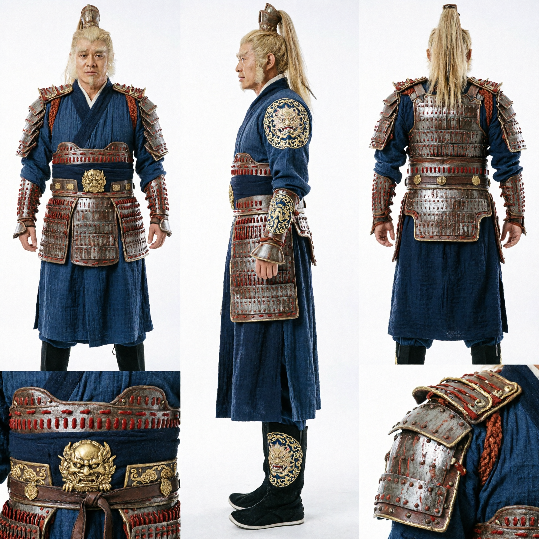 Traditional Chinese Monkey King Sun Wukong Cosplay Costume Set with Armor and Staff for Men