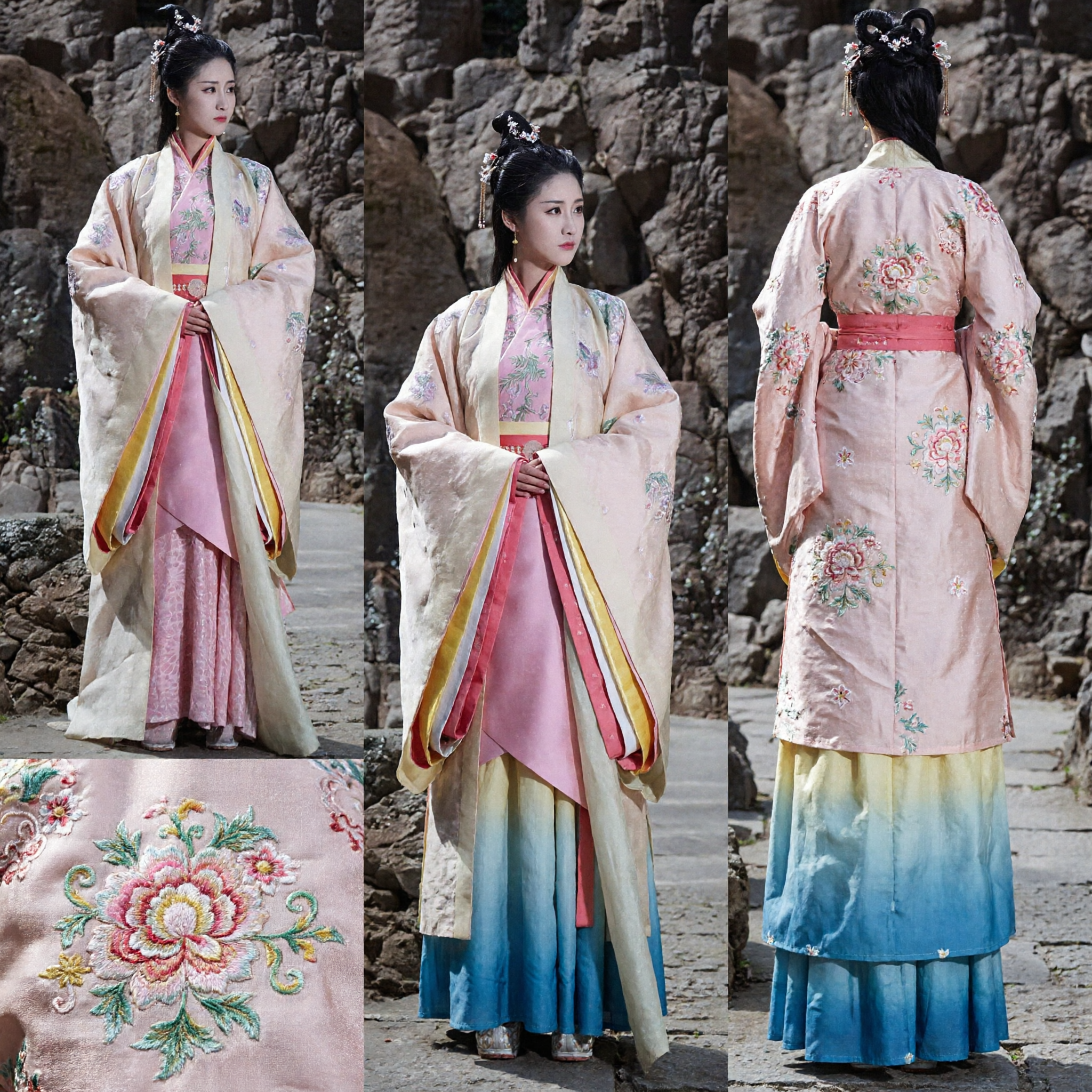 Traditional Ancient Chinese Hanfu Costume Pink Princess Embroidered Robe Elegant Dress for Women Cosplay Party