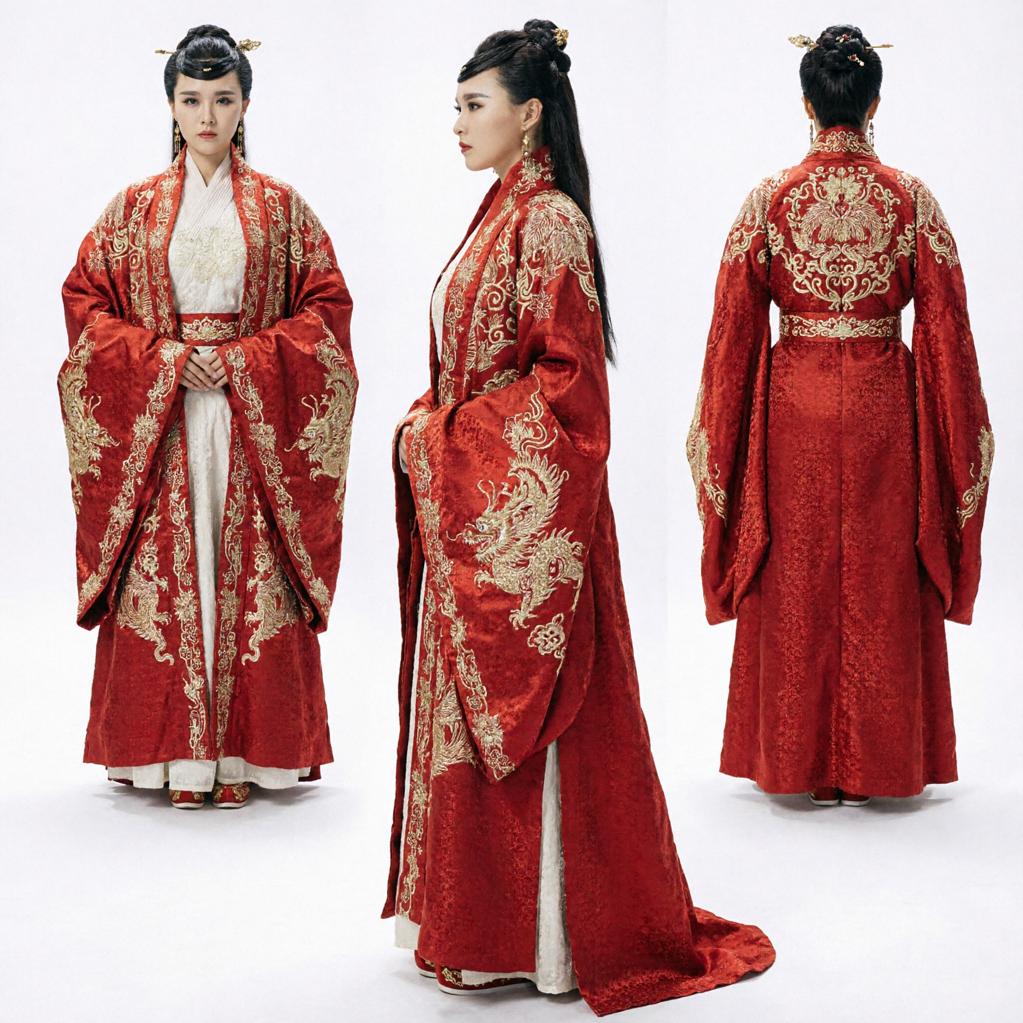 Traditional Chinese Ancient Costume Women Red Embroidered Hanfu Robe Historical Drama Cosplay Princess Dress for Adults
