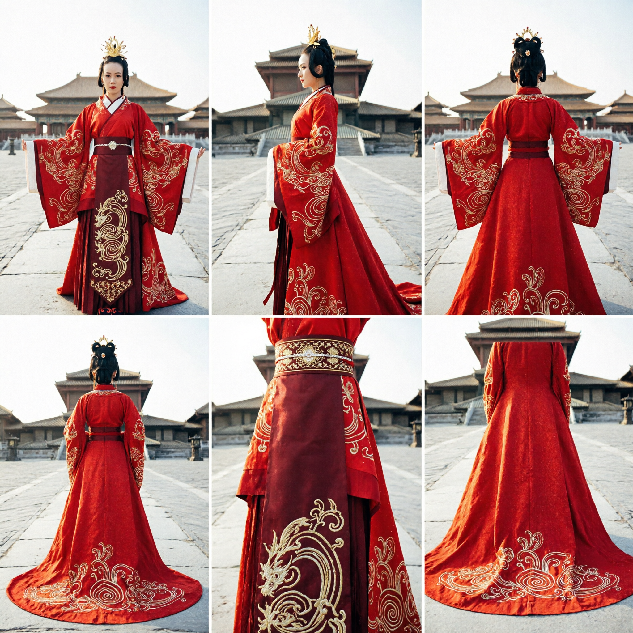 Women's Traditional Chinese Red Hanfu Wedding Dress Ancient Palace Embroidered Robe for Cosplay and Performance