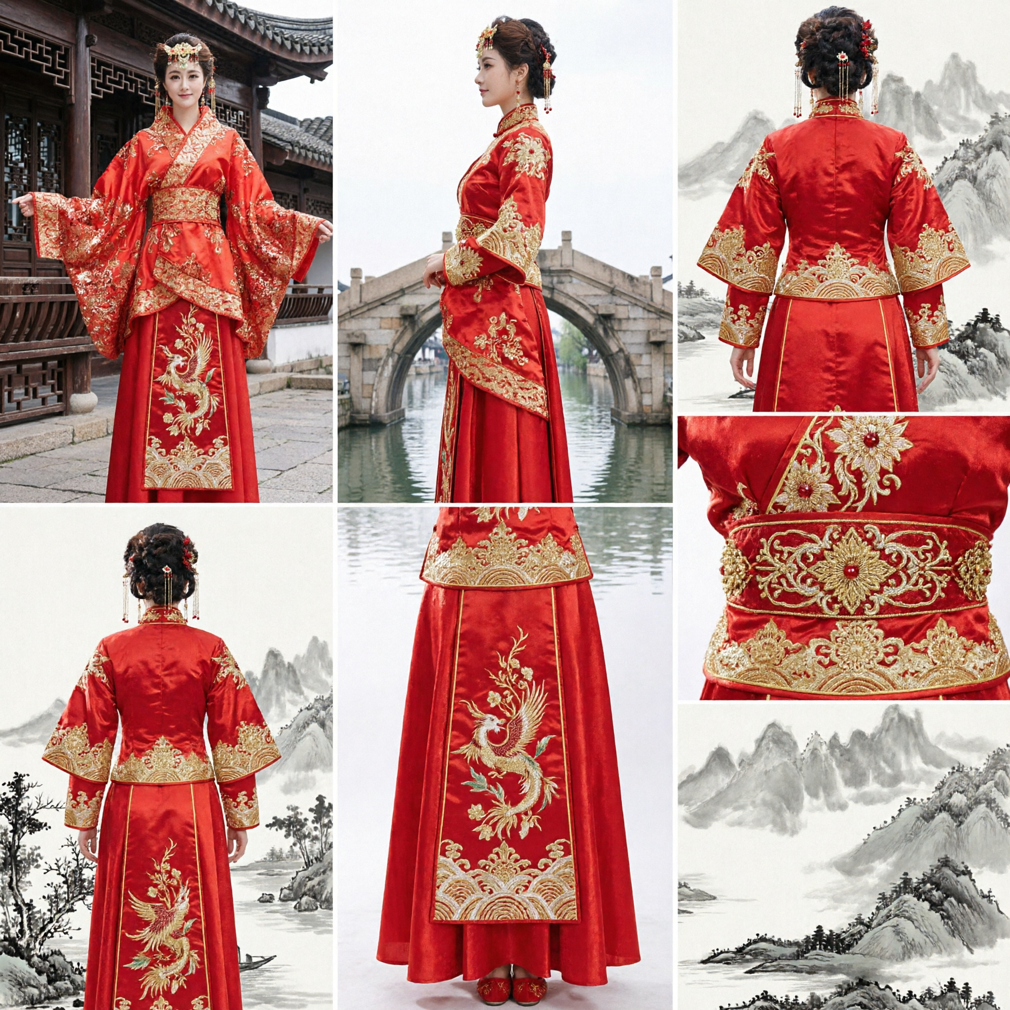Traditional Chinese Red Hanfu Costume for Women Ancient Wedding Dress Gold Embroidery Performance Wear