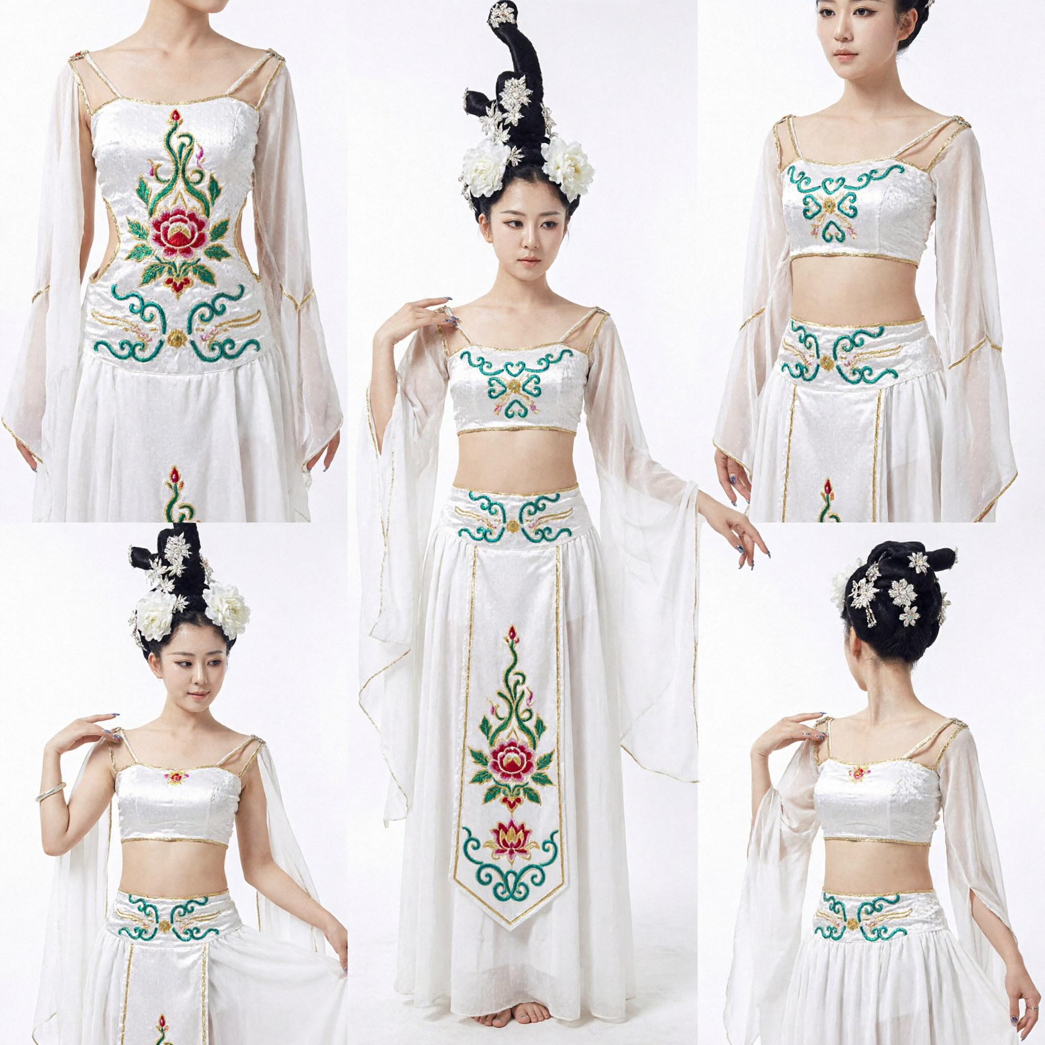 Elegant White Dunhuang Flying Apsara Chinese Classical Dance Costume for Women Stage Performance