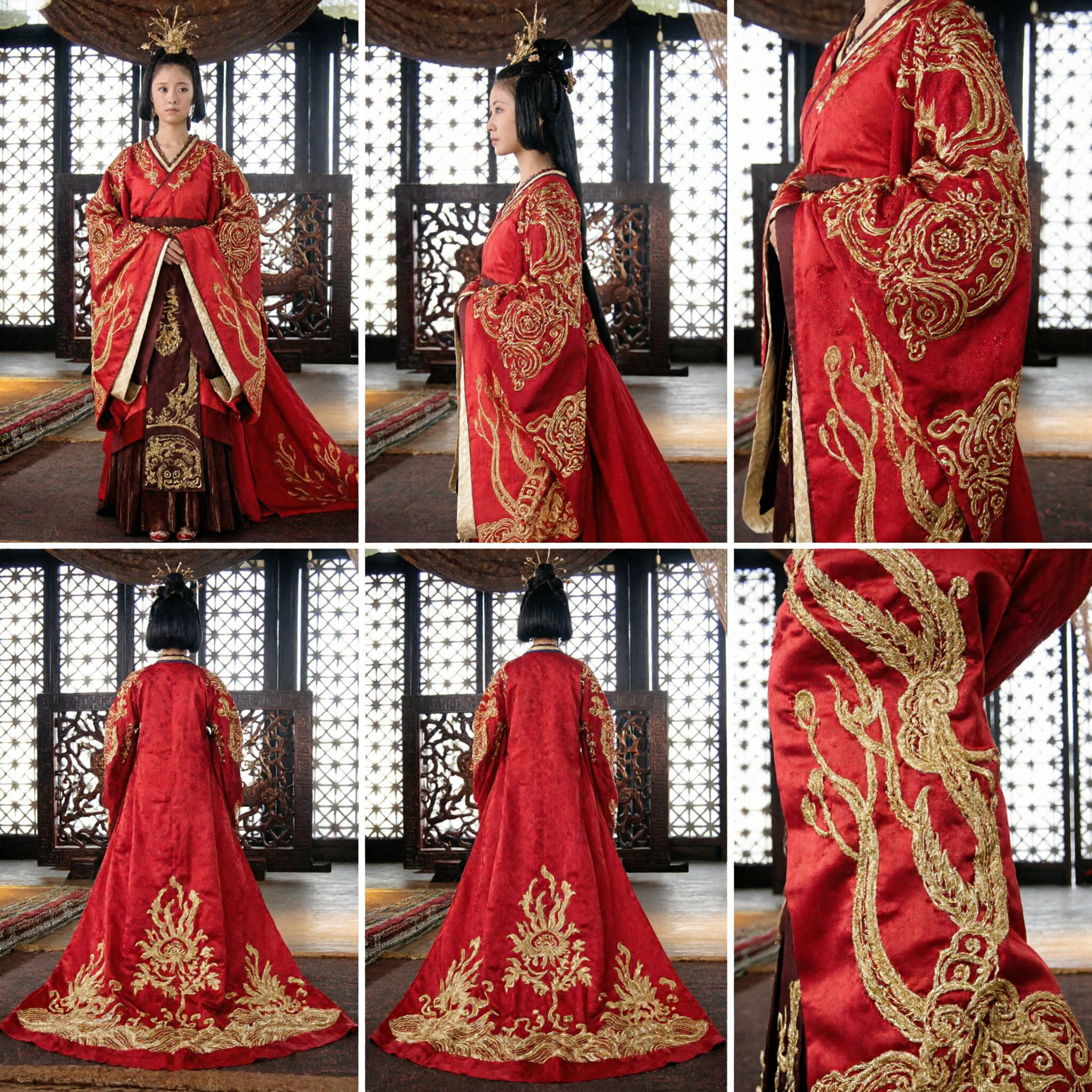 Traditional Chinese Ancient Empress Red Hanfu Costume with Gold Embroidery for Women Historical Performance
